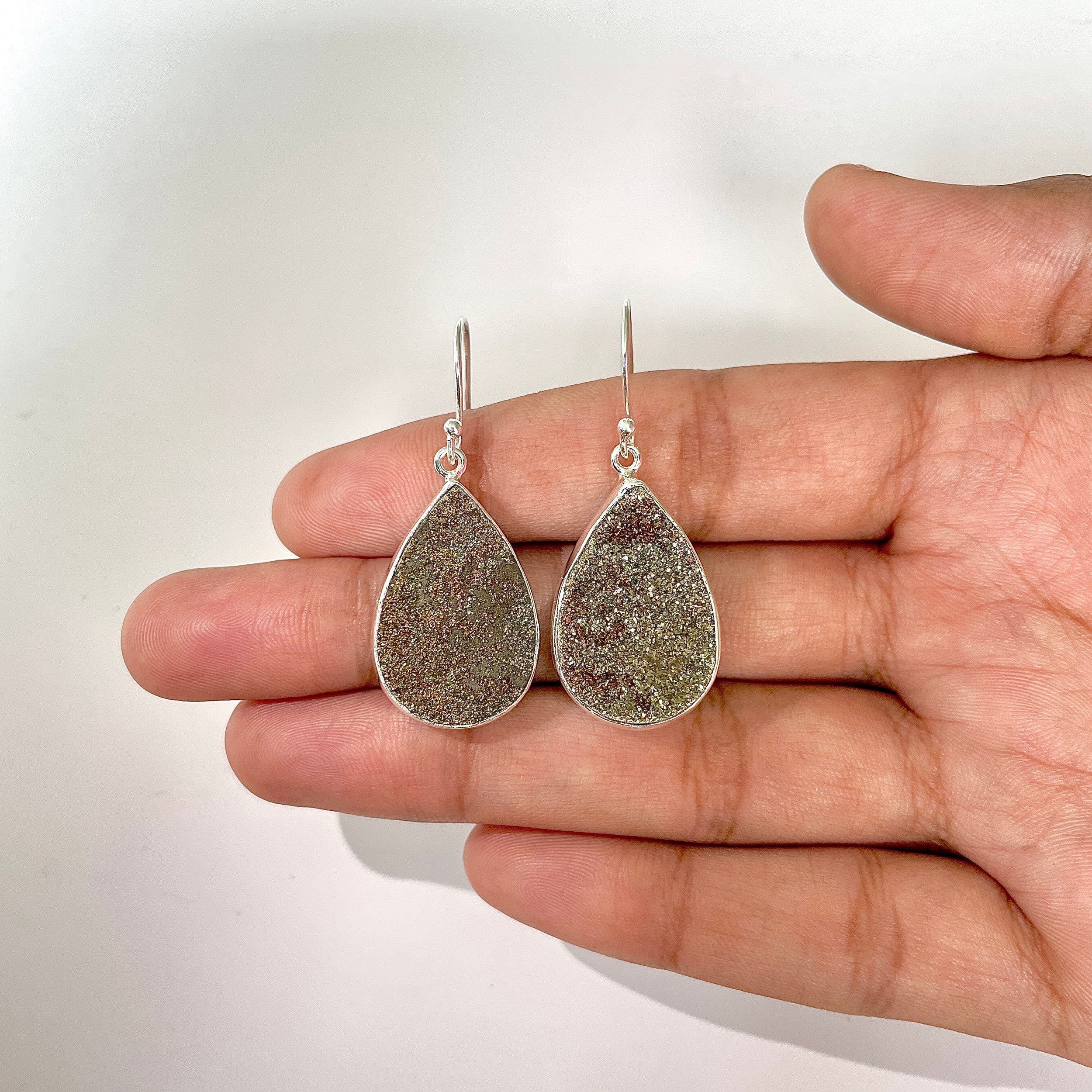 Spectropyrite Druzy Earring-(SPD-3-9)