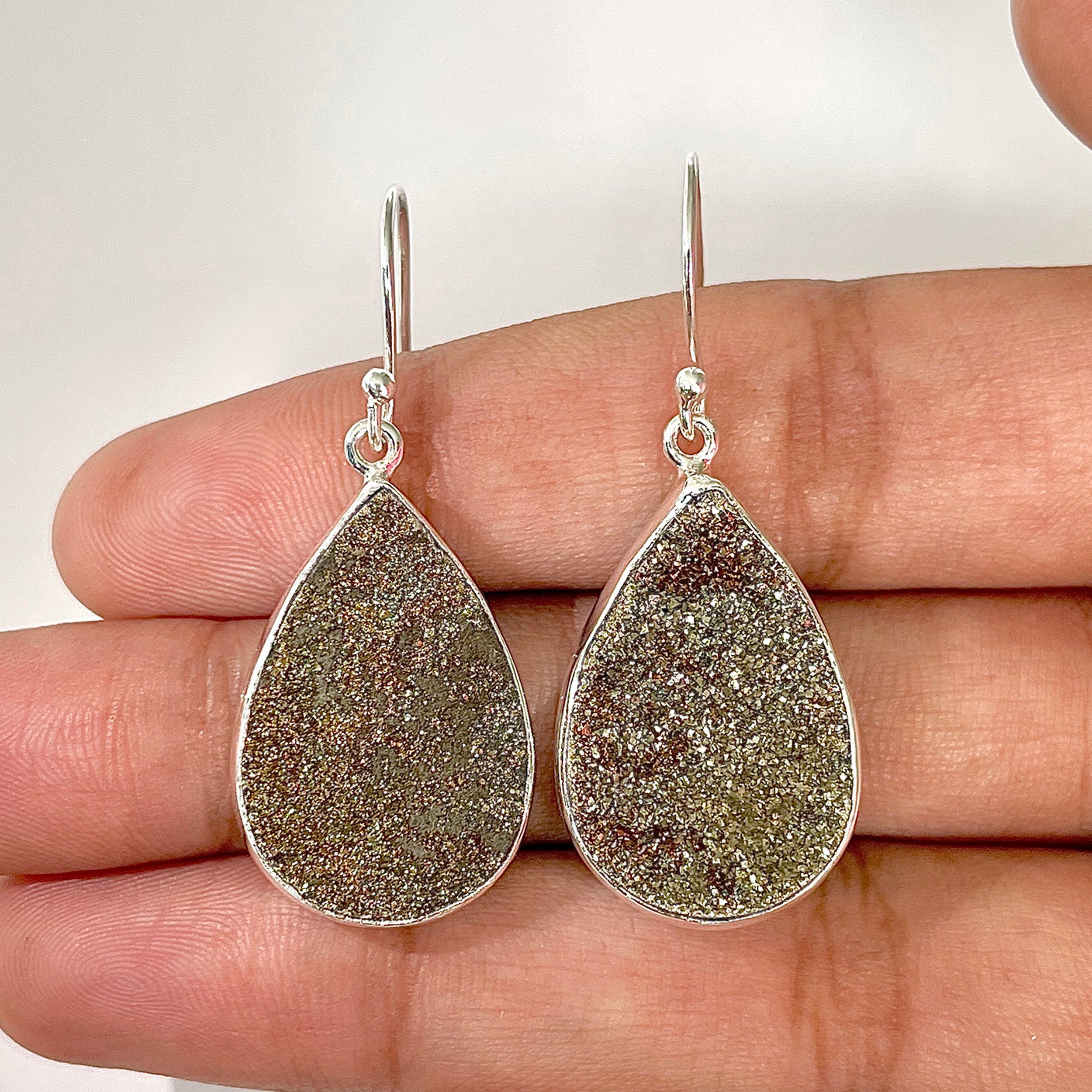 Spectropyrite Druzy Earring-(SPD-3-9)