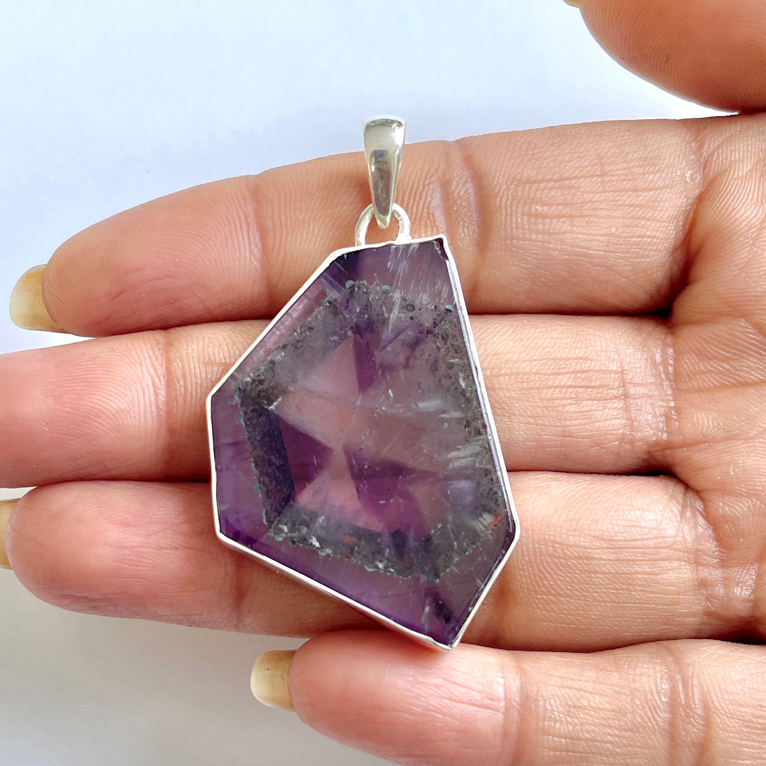 Star Amethyst Slice Pendant-(STA-1-87)