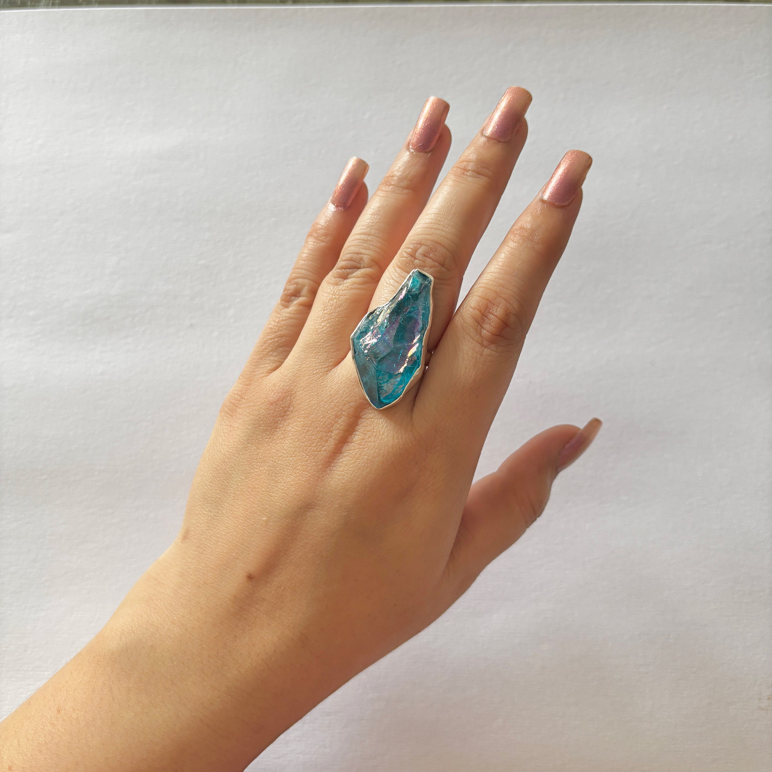 Titanium Druzy Blue Ring-(TDB-2-17)