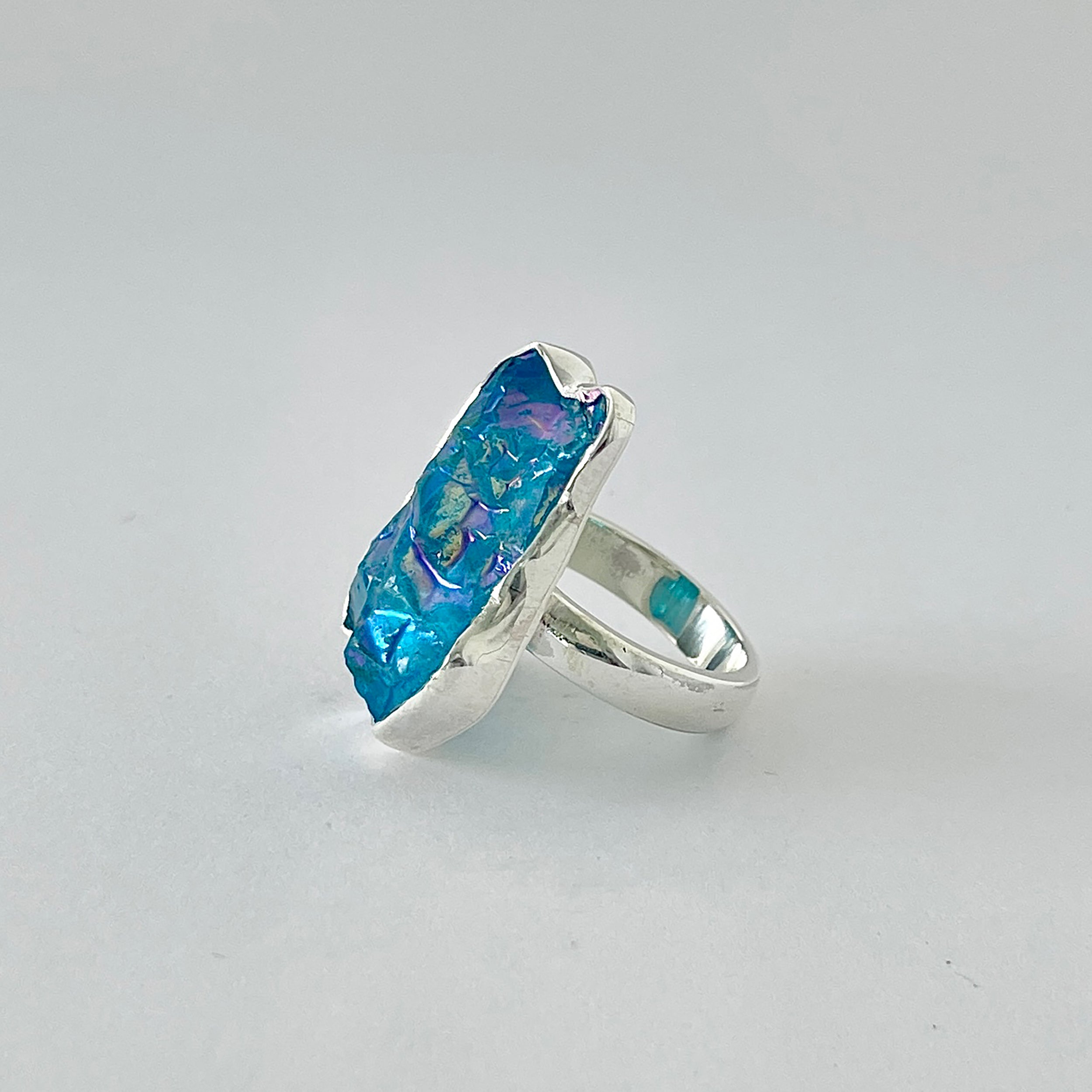 Titanium Druzy Blue Ring-(TDB-2-3)