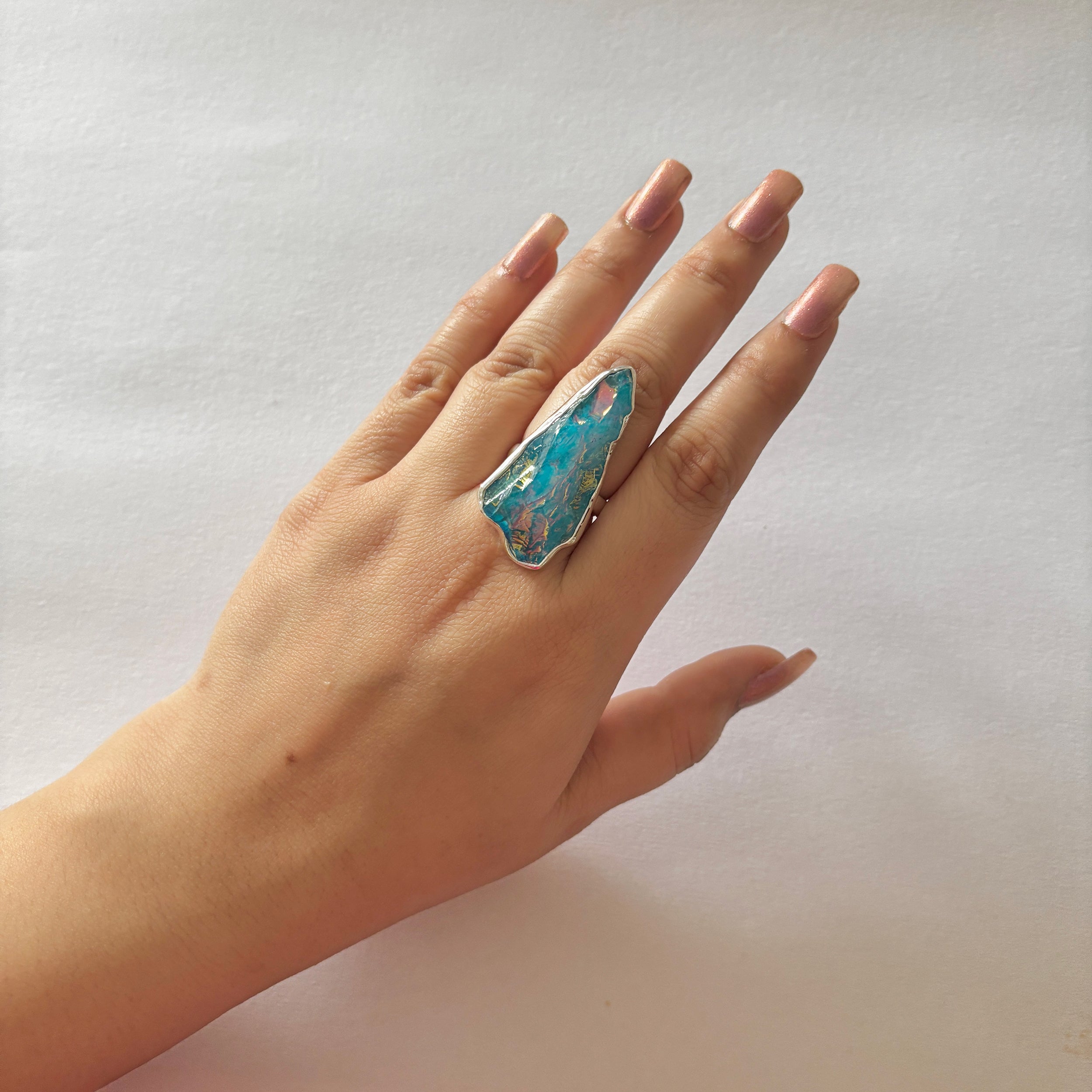 Titanium Druzy Blue Ring-(TDB-2-33)
