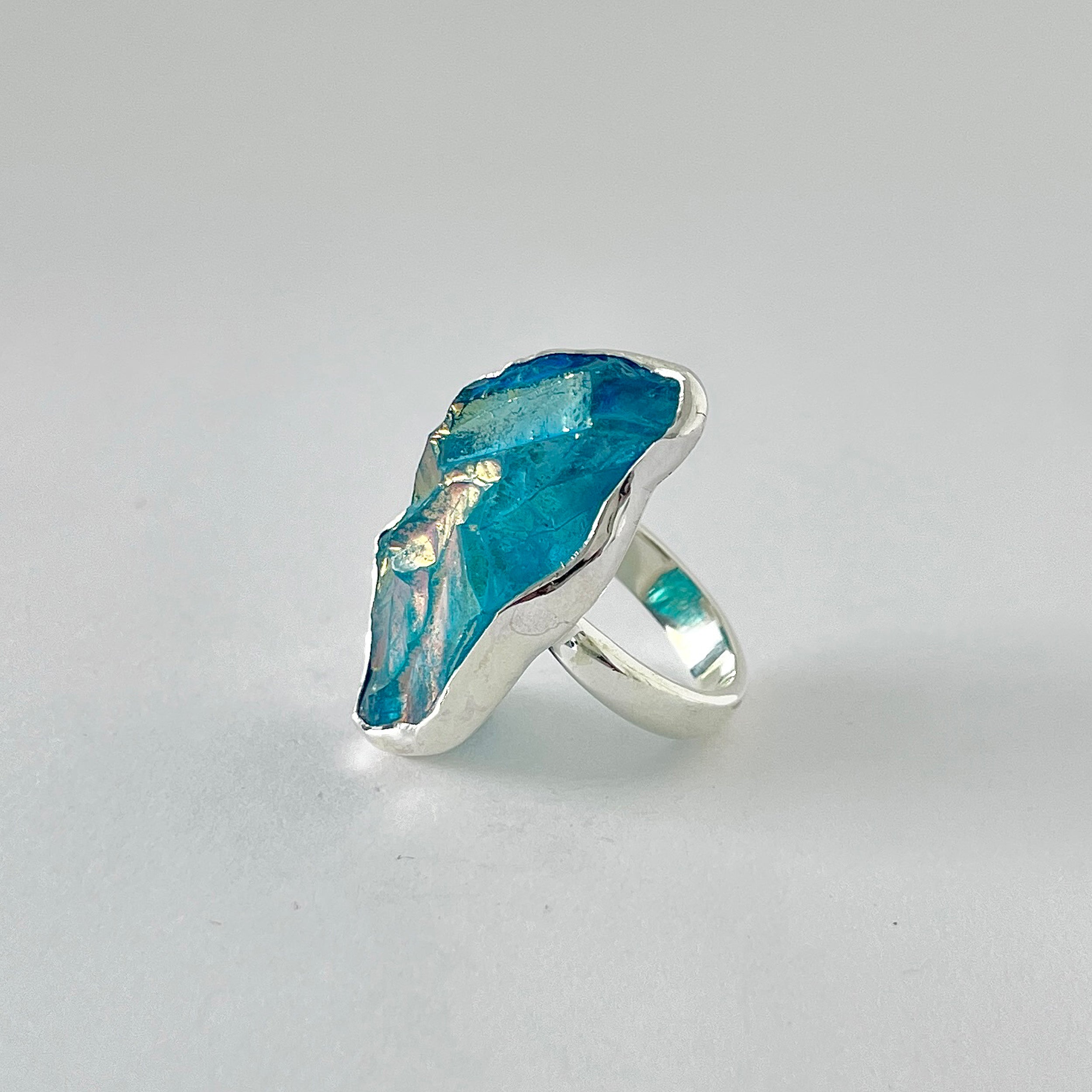 Titanium Druzy Blue Ring-(TDB-2-35)