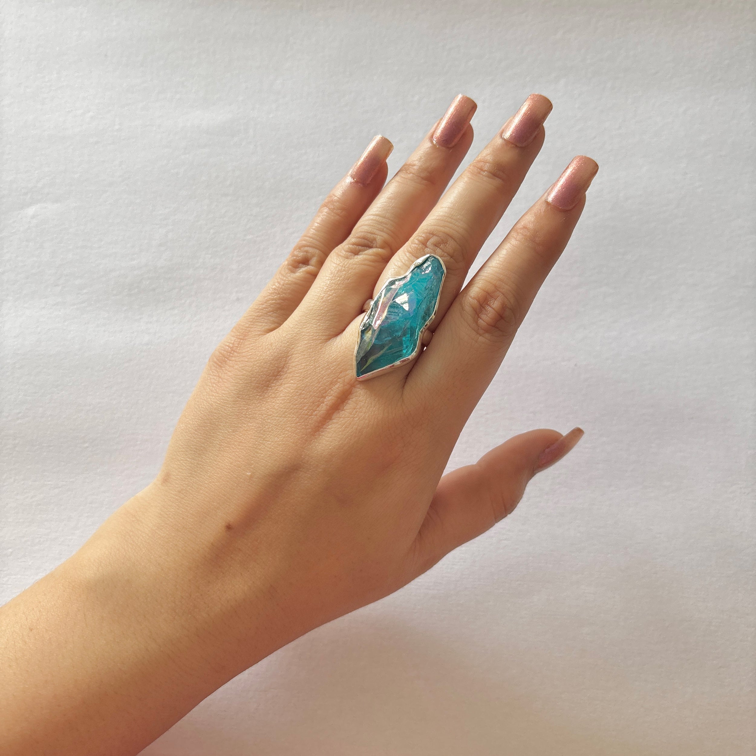 Titanium Druzy Blue Ring-(TDB-2-36)