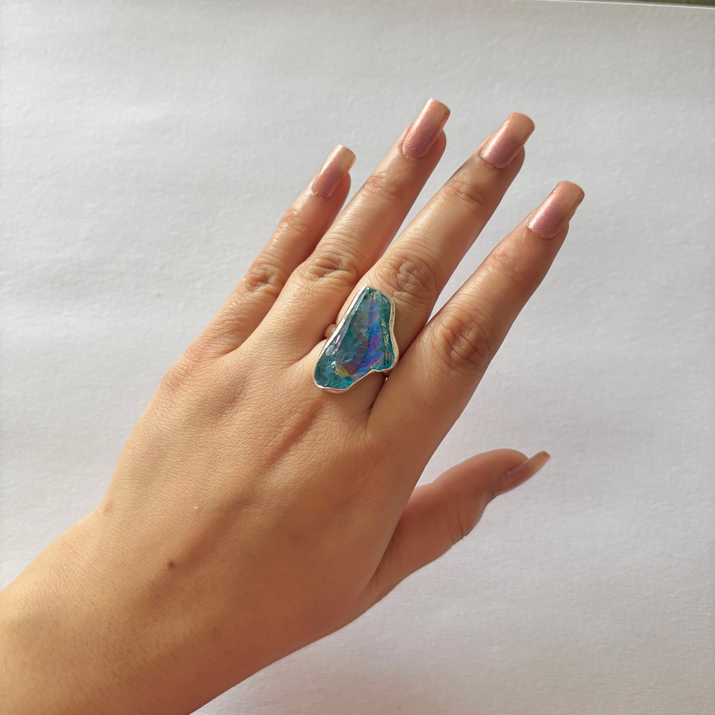 Titanium Druzy Blue Ring-(TDB-2-37)