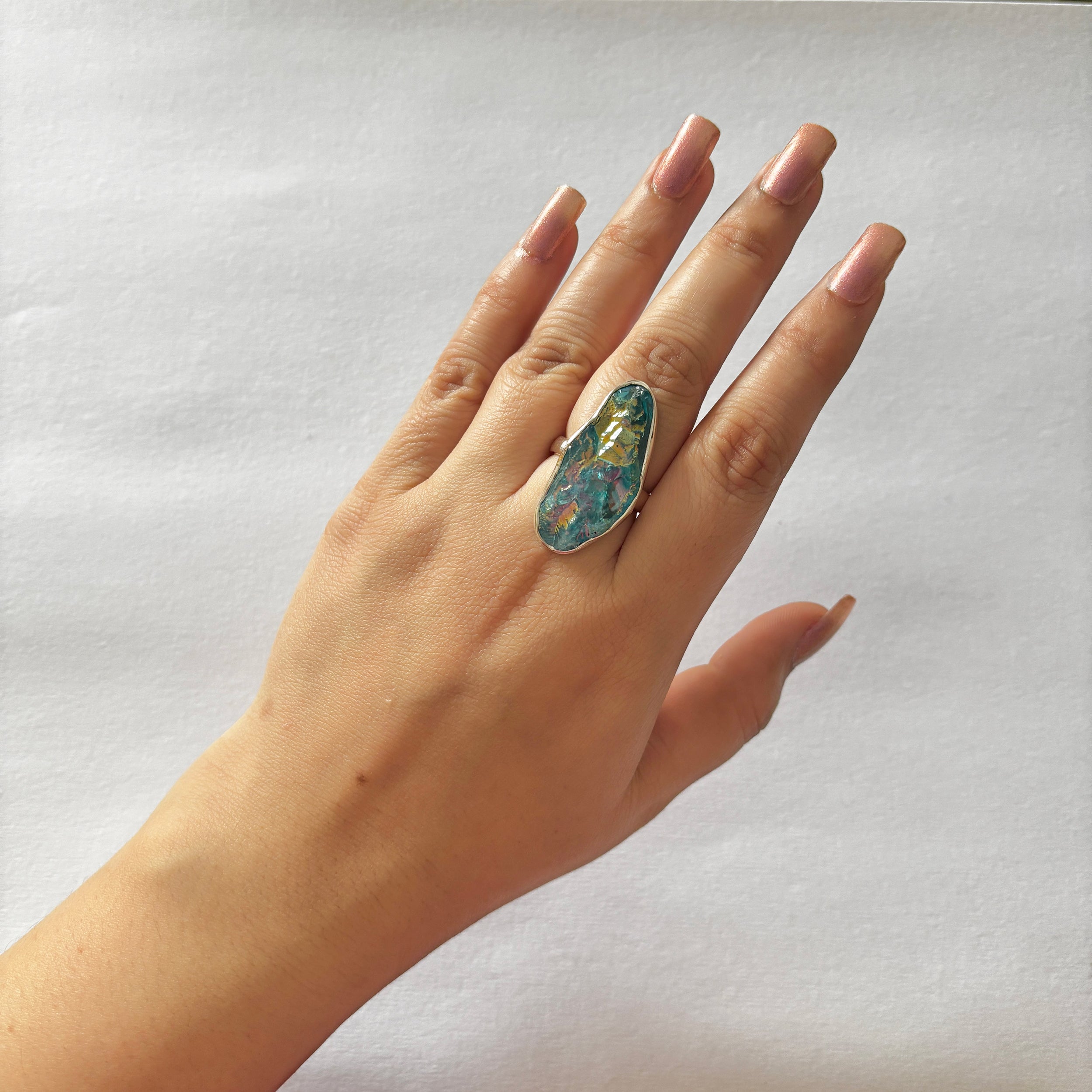 Titanium Druzy Blue Ring-(TDB-2-40)