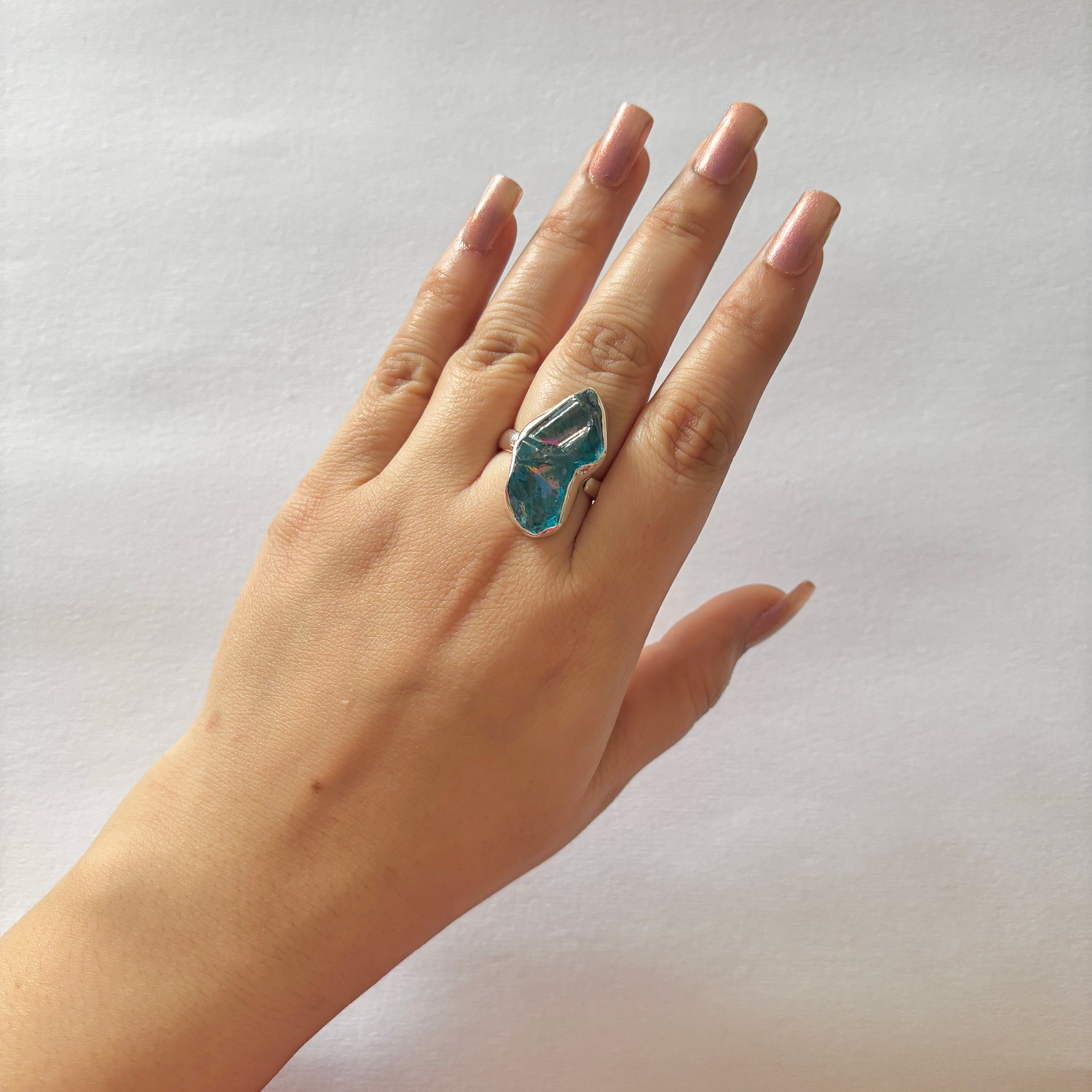 Titanium Druzy Blue Ring-(TDB-2-48)