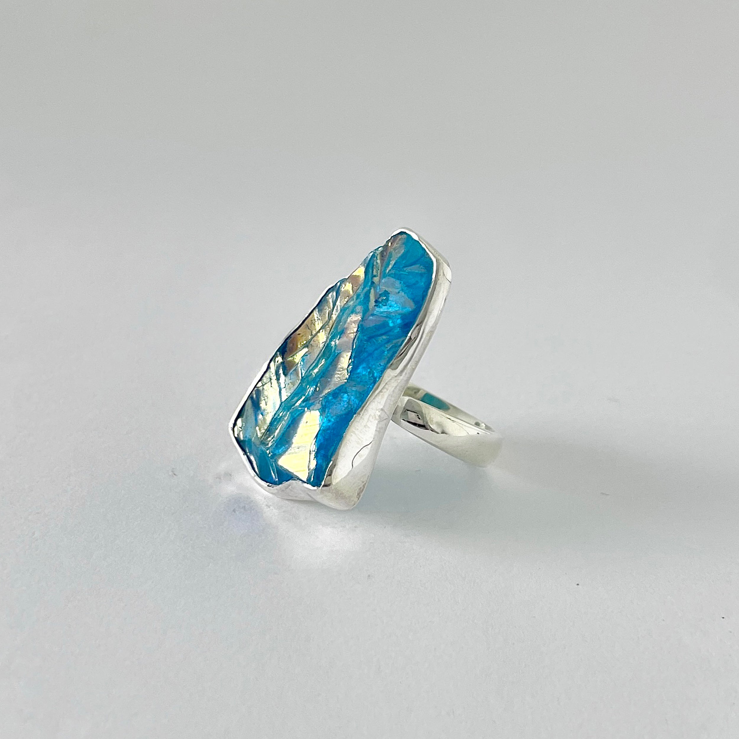 Titanium Druzy Blue Ring-(TDB-2-5)
