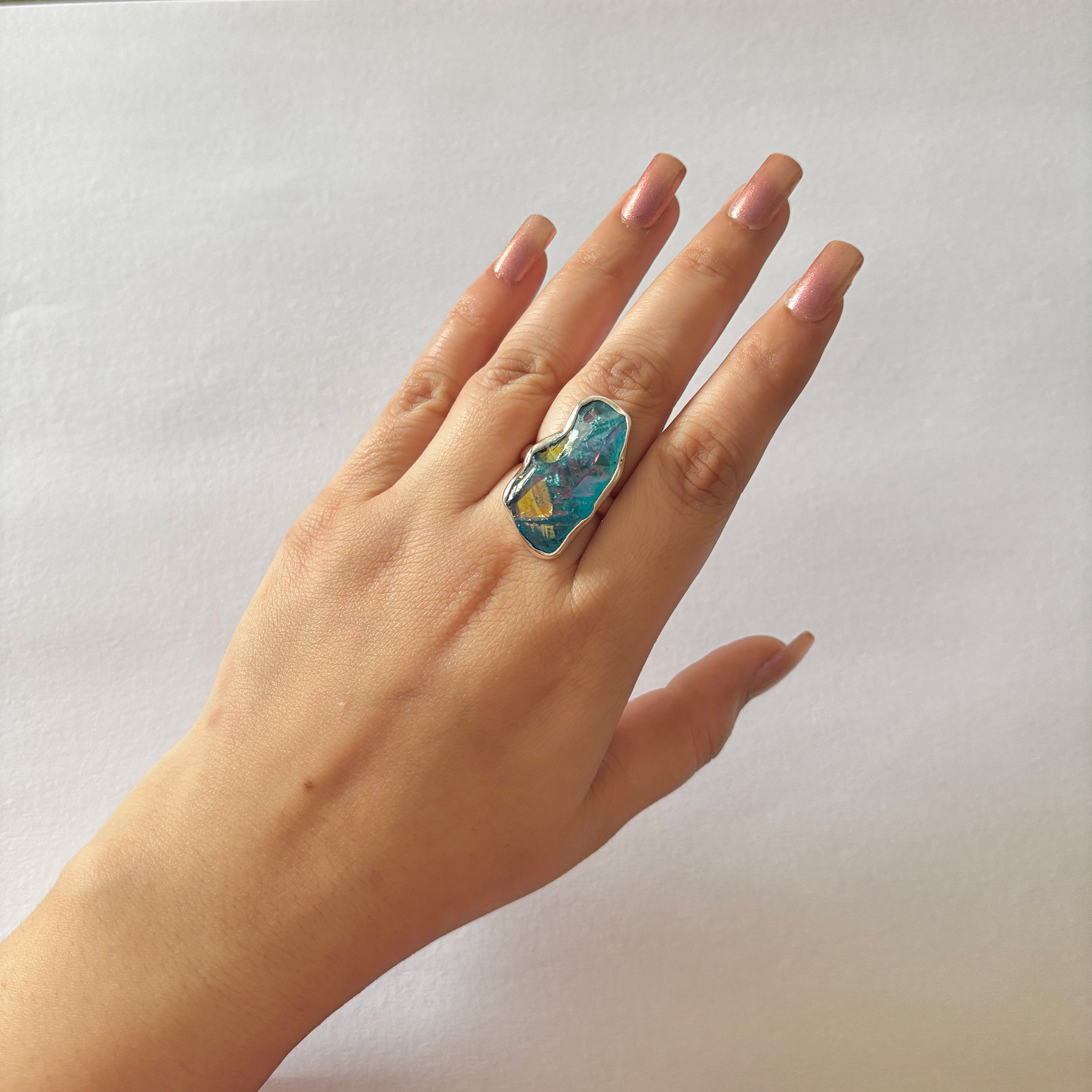 Titanium Druzy Blue Ring-(TDB-2-50)