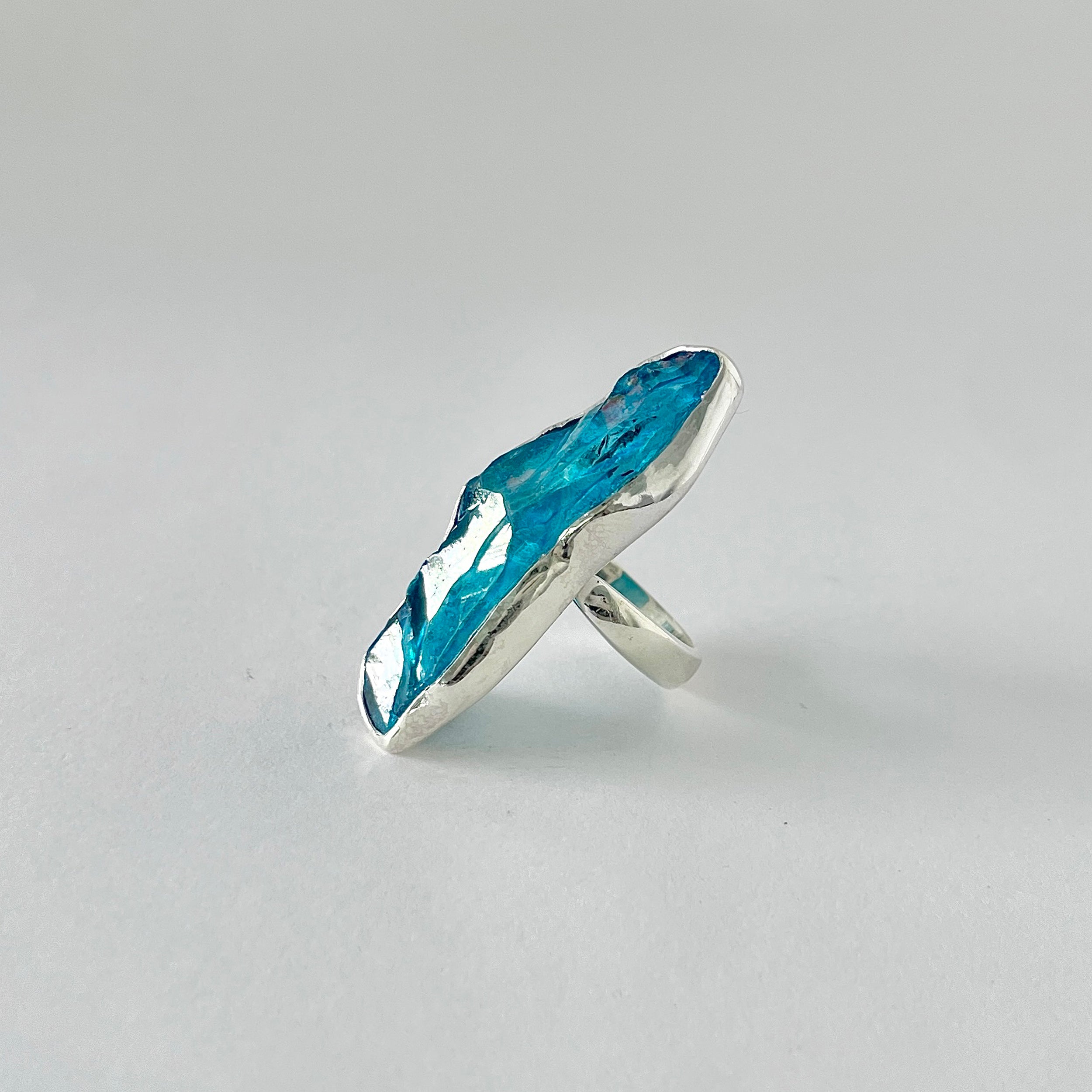 Titanium Druzy Blue Ring-(TDB-2-7)