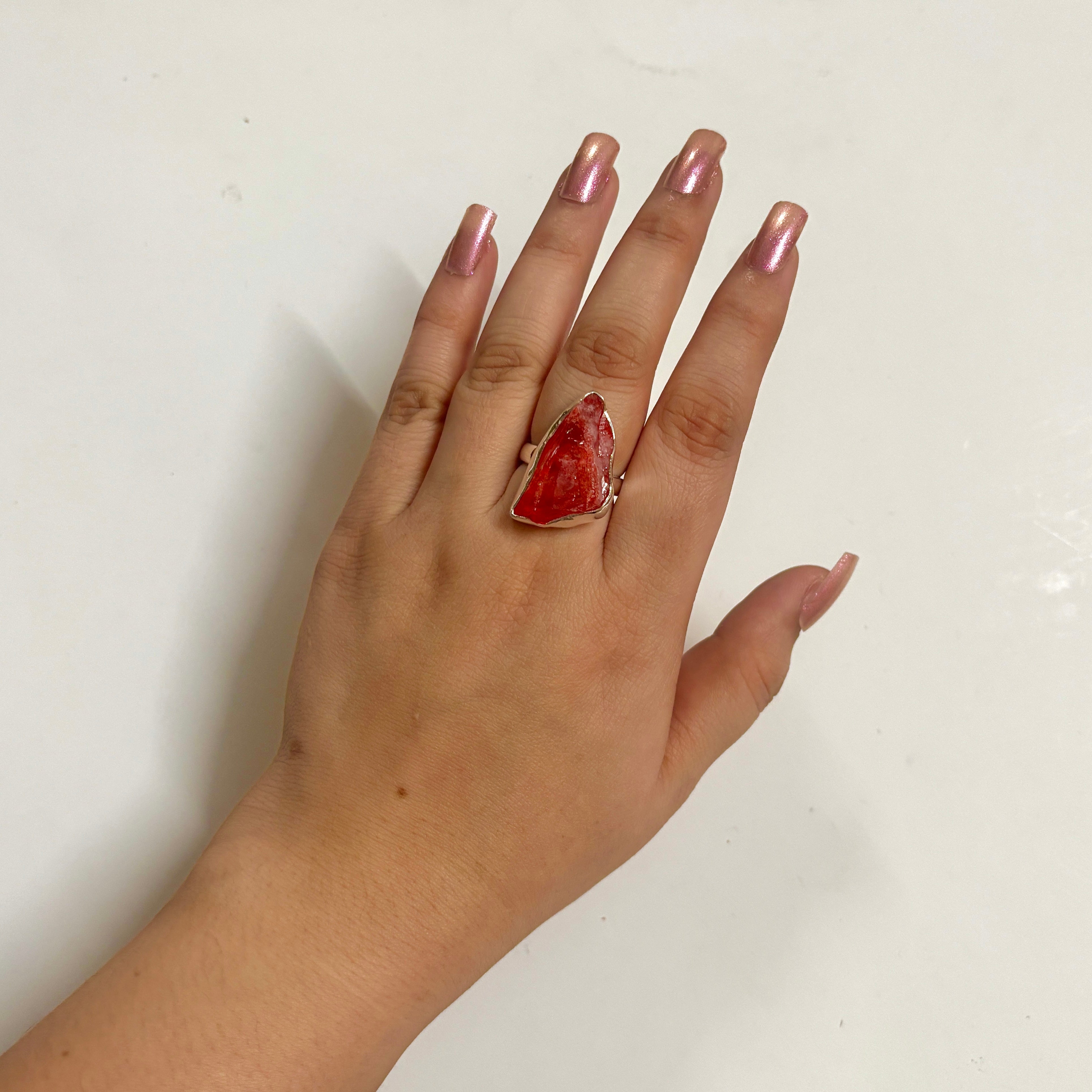 Titanium Druzy Orange Ring-(TDO-2-1)