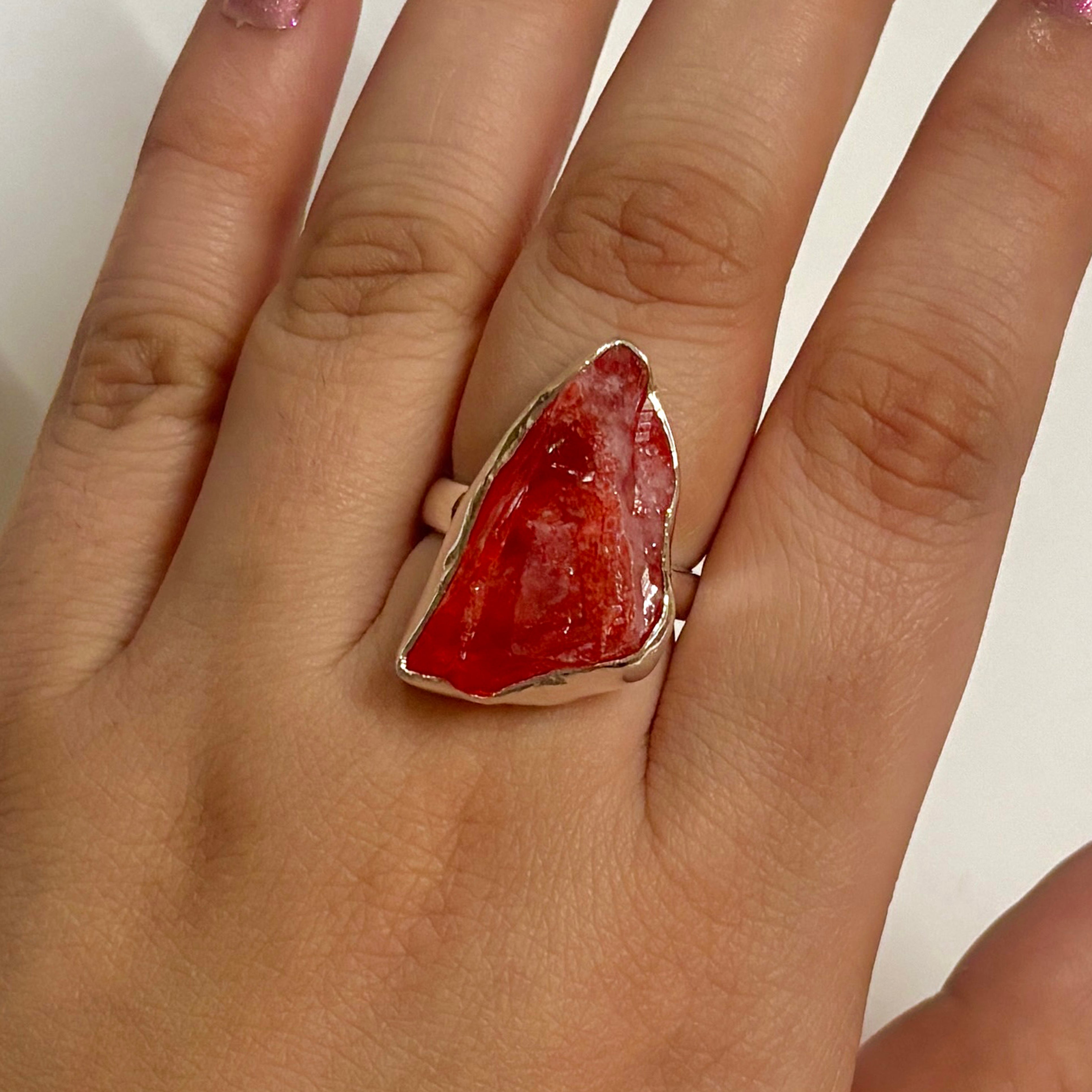 Titanium Druzy Orange Ring-(TDO-2-1)