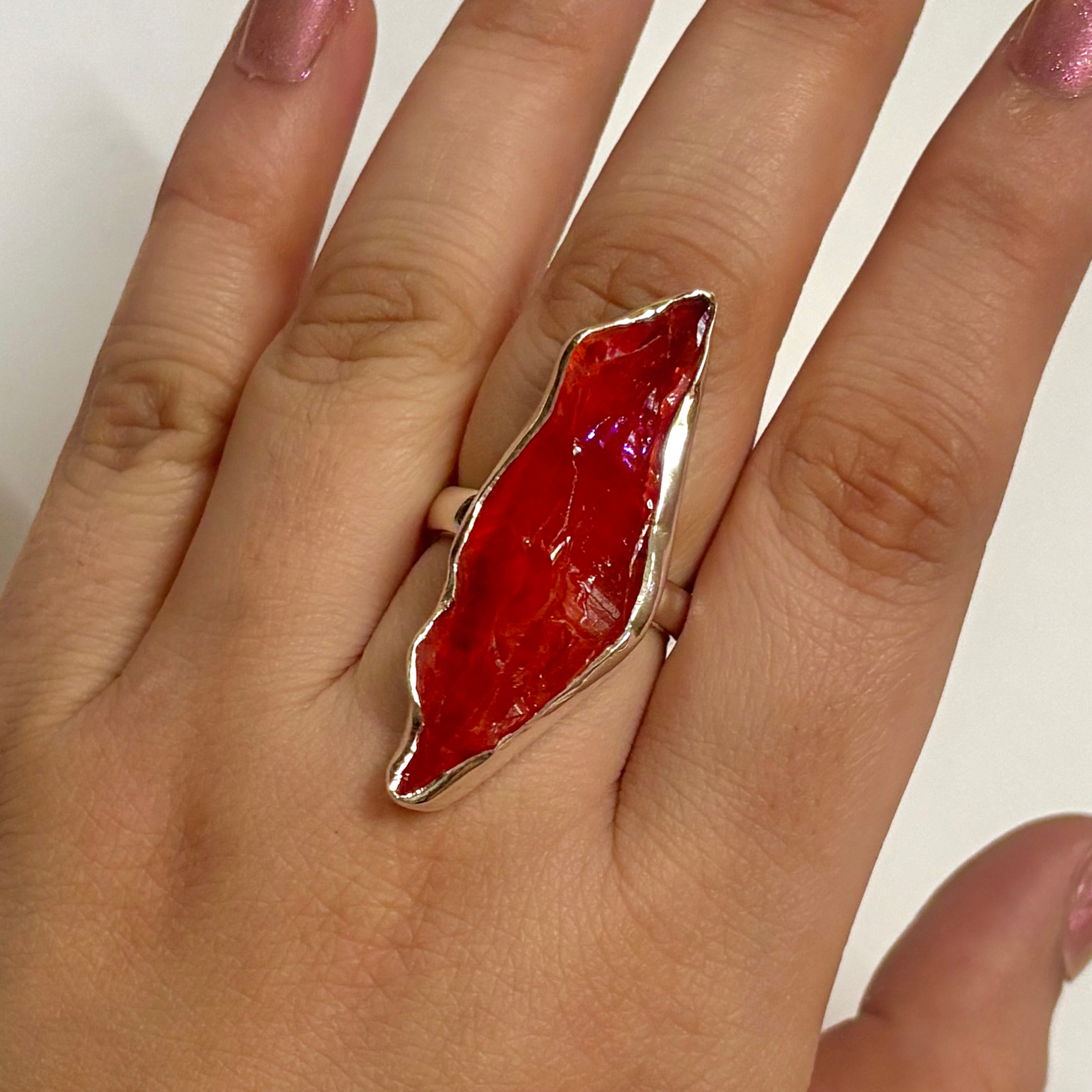 Titanium Druzy Orange Ring-(TDO-2-10)