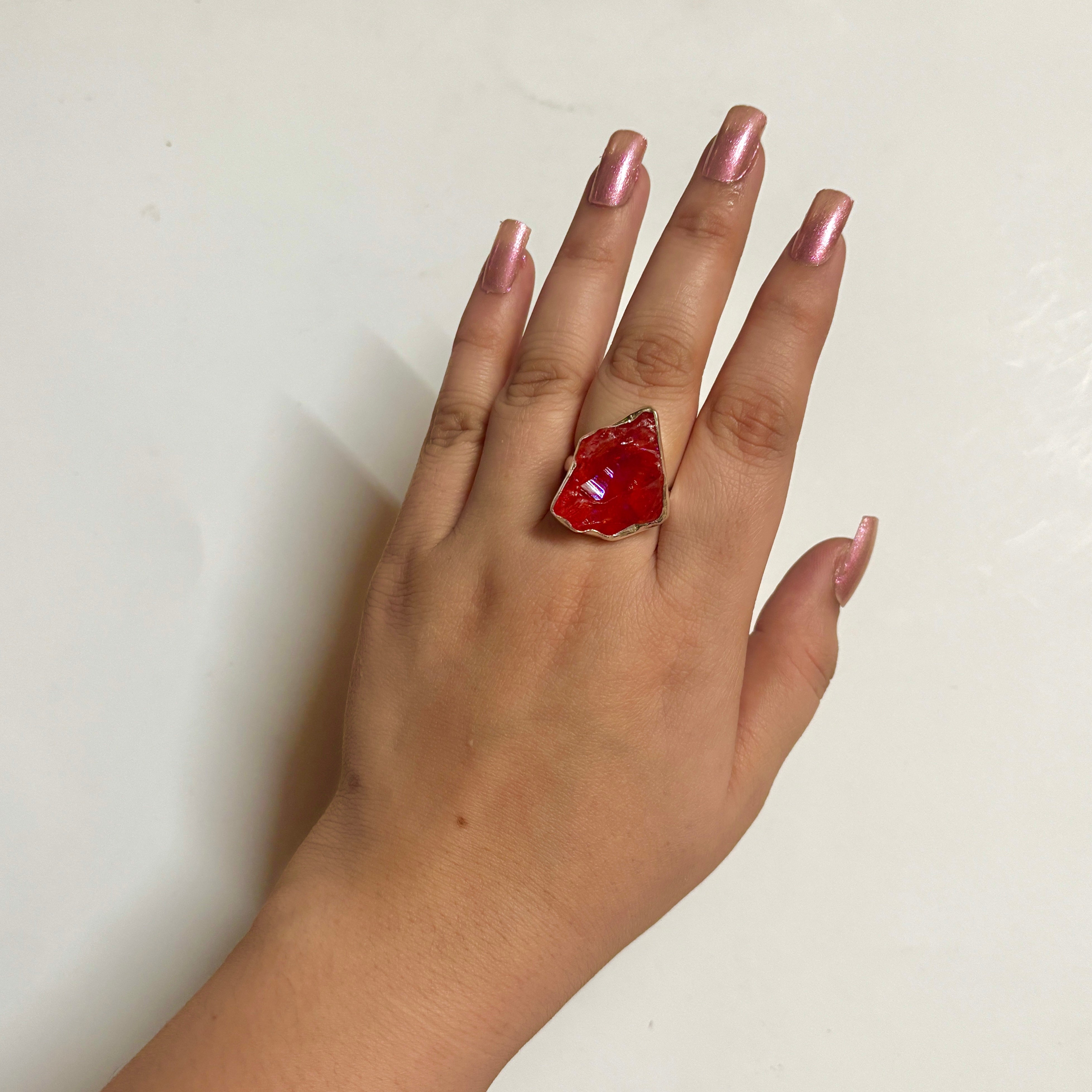 Titanium Druzy Orange Ring-(TDO-2-11)