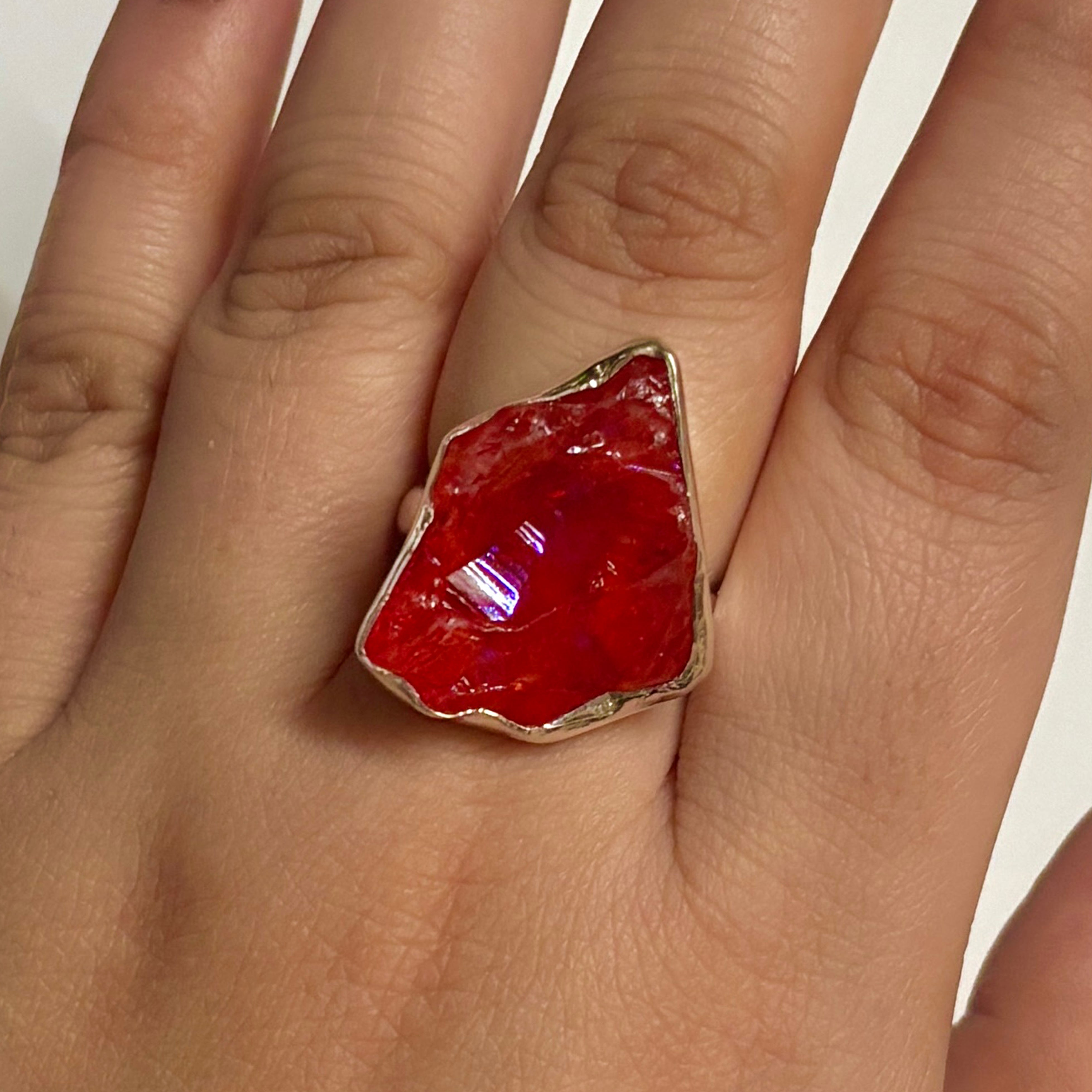 Titanium Druzy Orange Ring-(TDO-2-11)