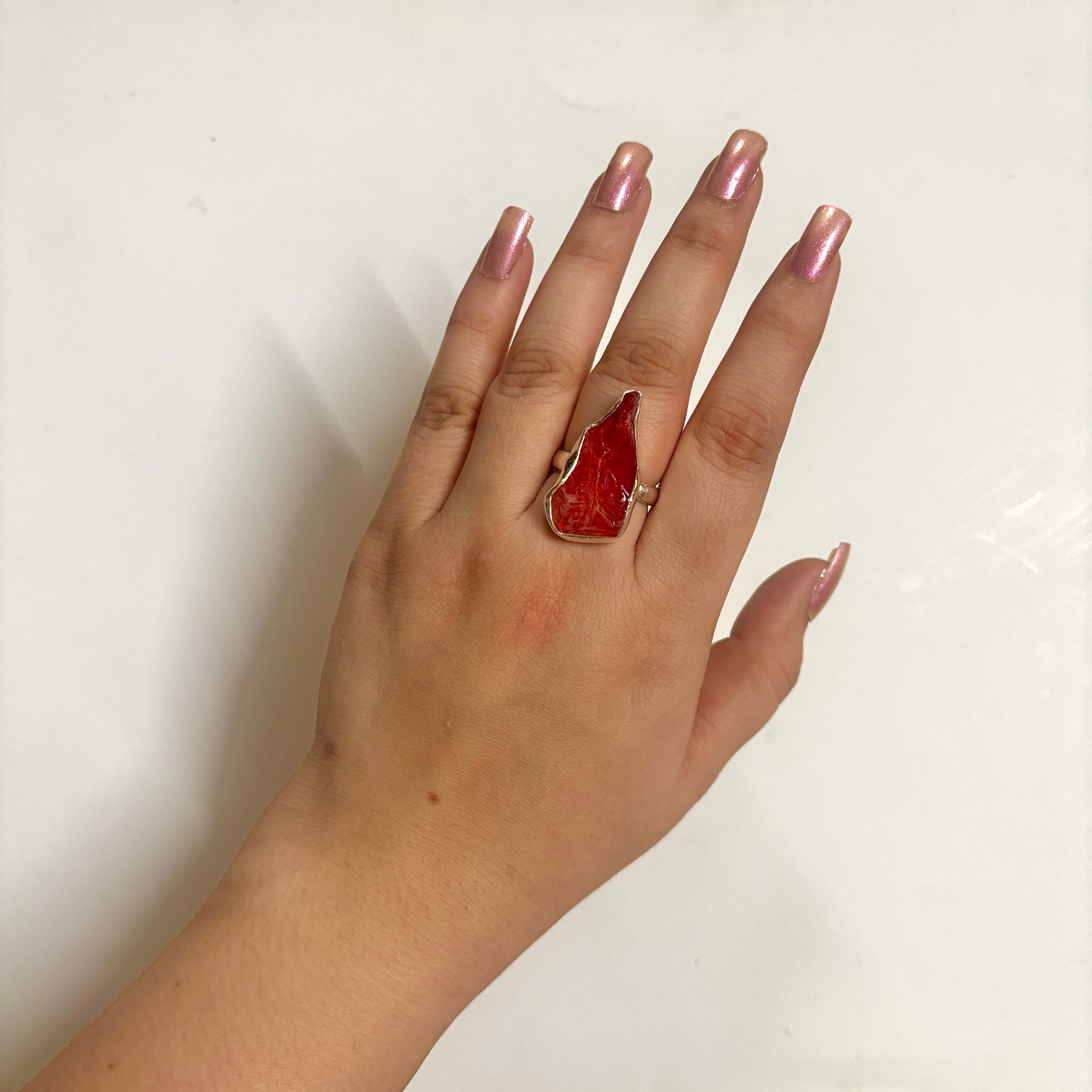 Titanium Druzy Orange Ring-(TDO-2-12)