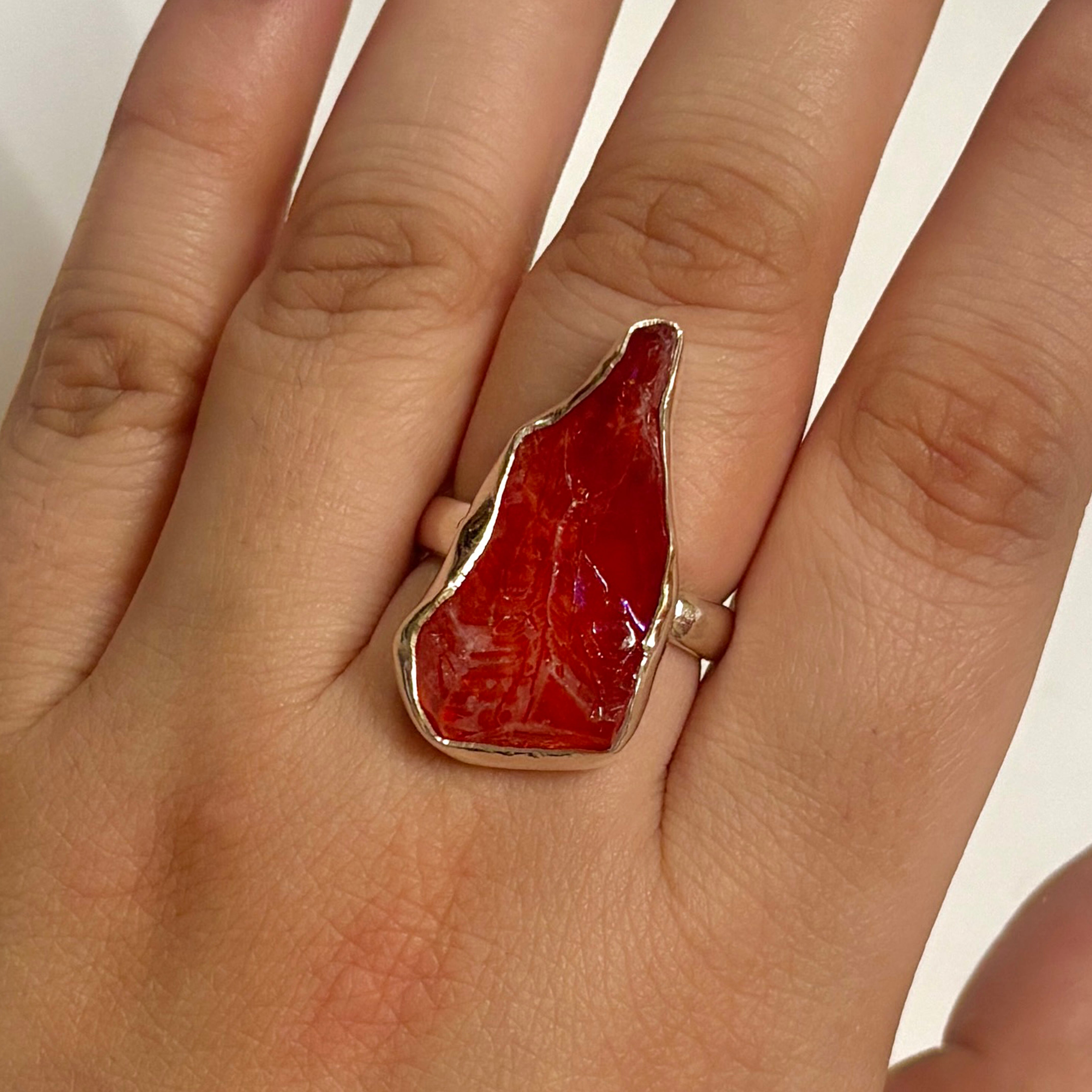 Titanium Druzy Orange Ring-(TDO-2-12)