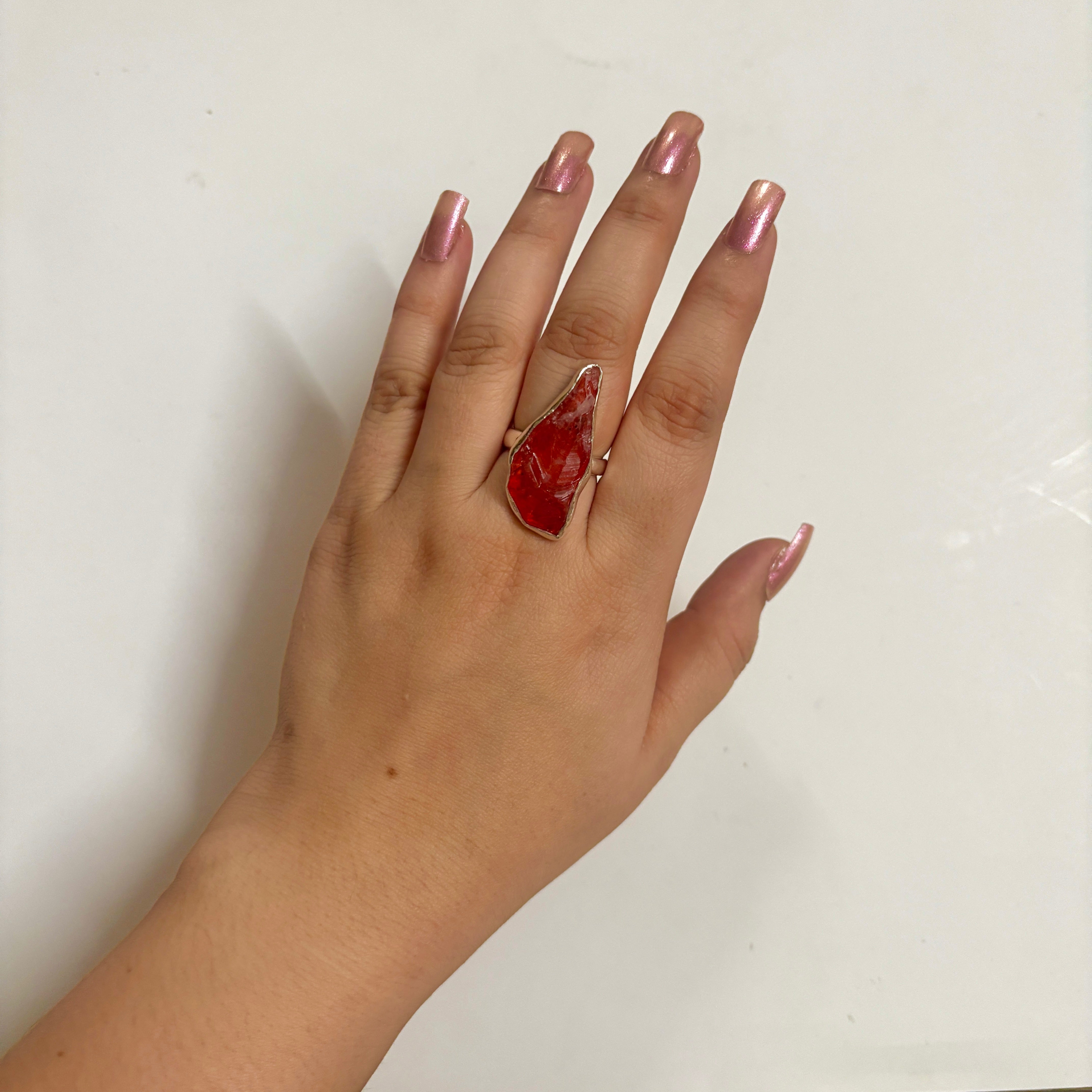 Titanium Druzy Orange Ring-(TDO-2-13)