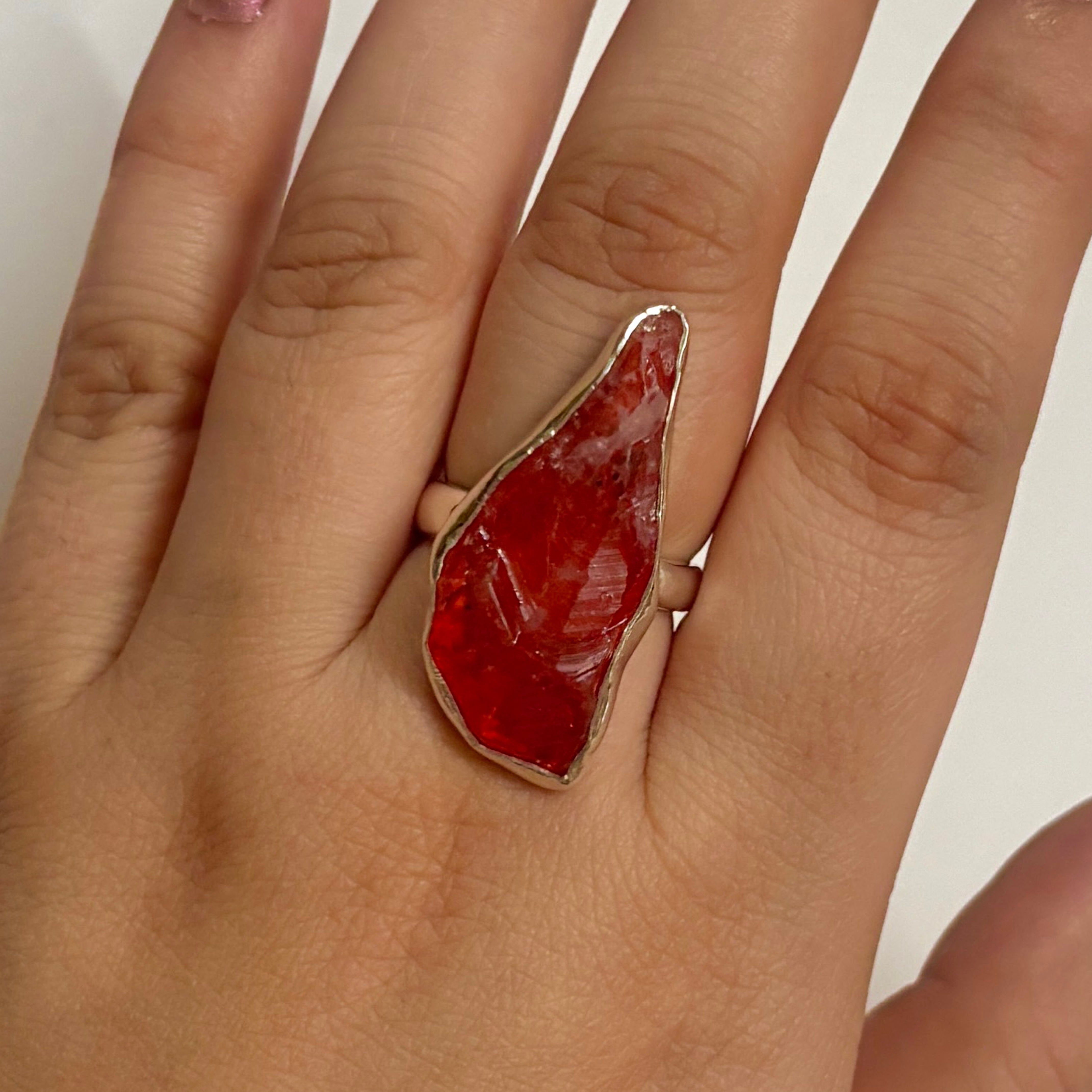 Titanium Druzy Orange Ring-(TDO-2-13)