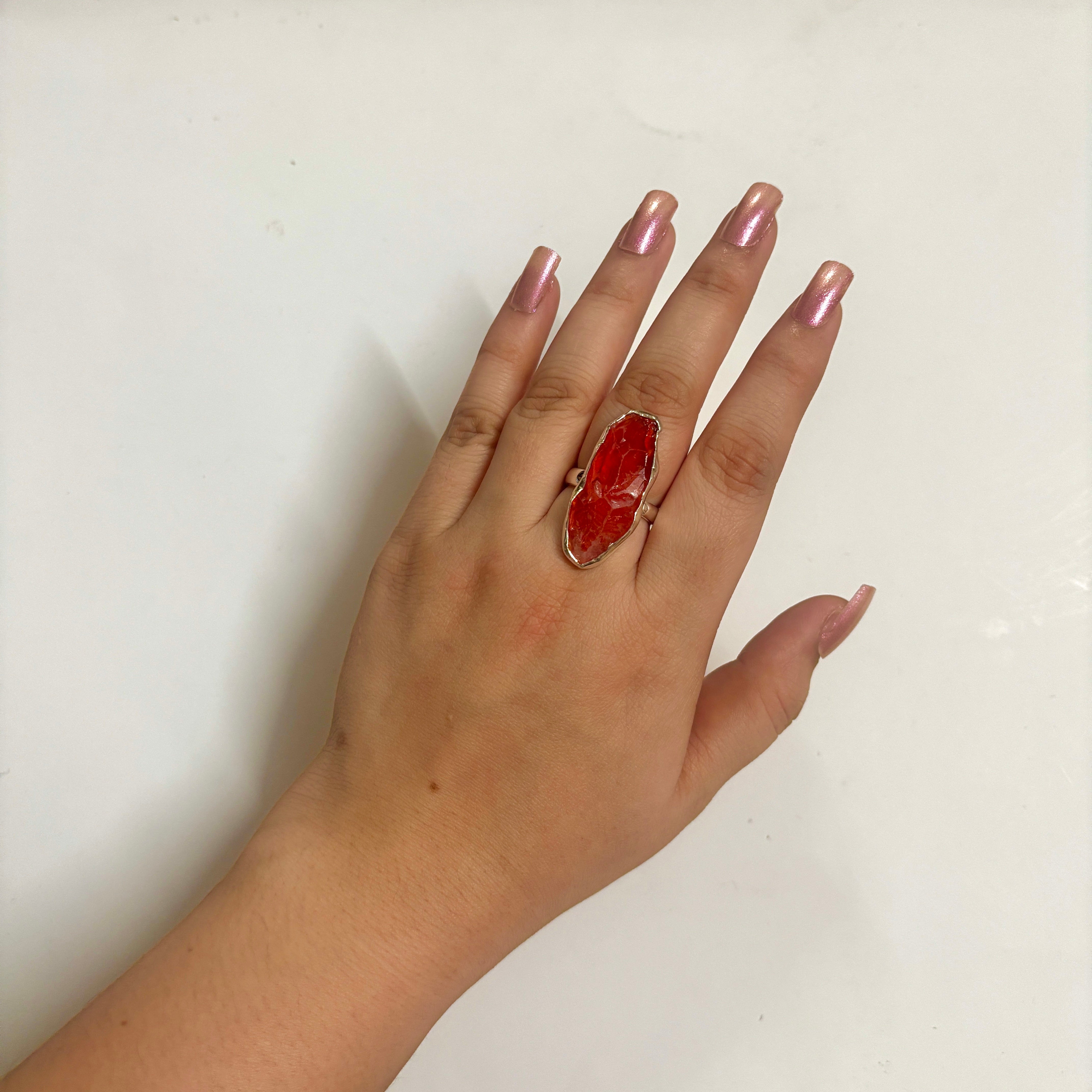 Titanium Druzy Orange Ring-(TDO-2-14)