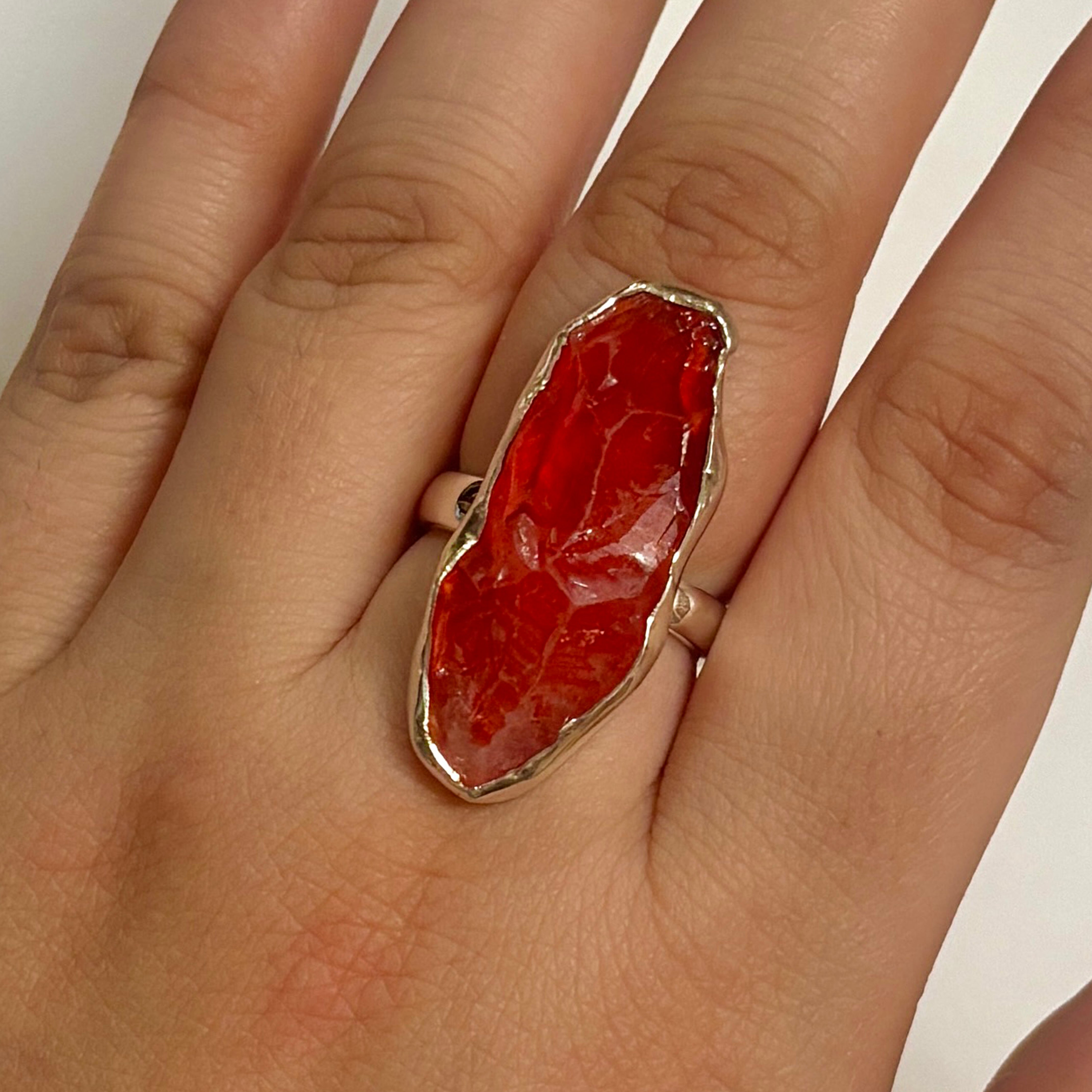 Titanium Druzy Orange Ring-(TDO-2-14)