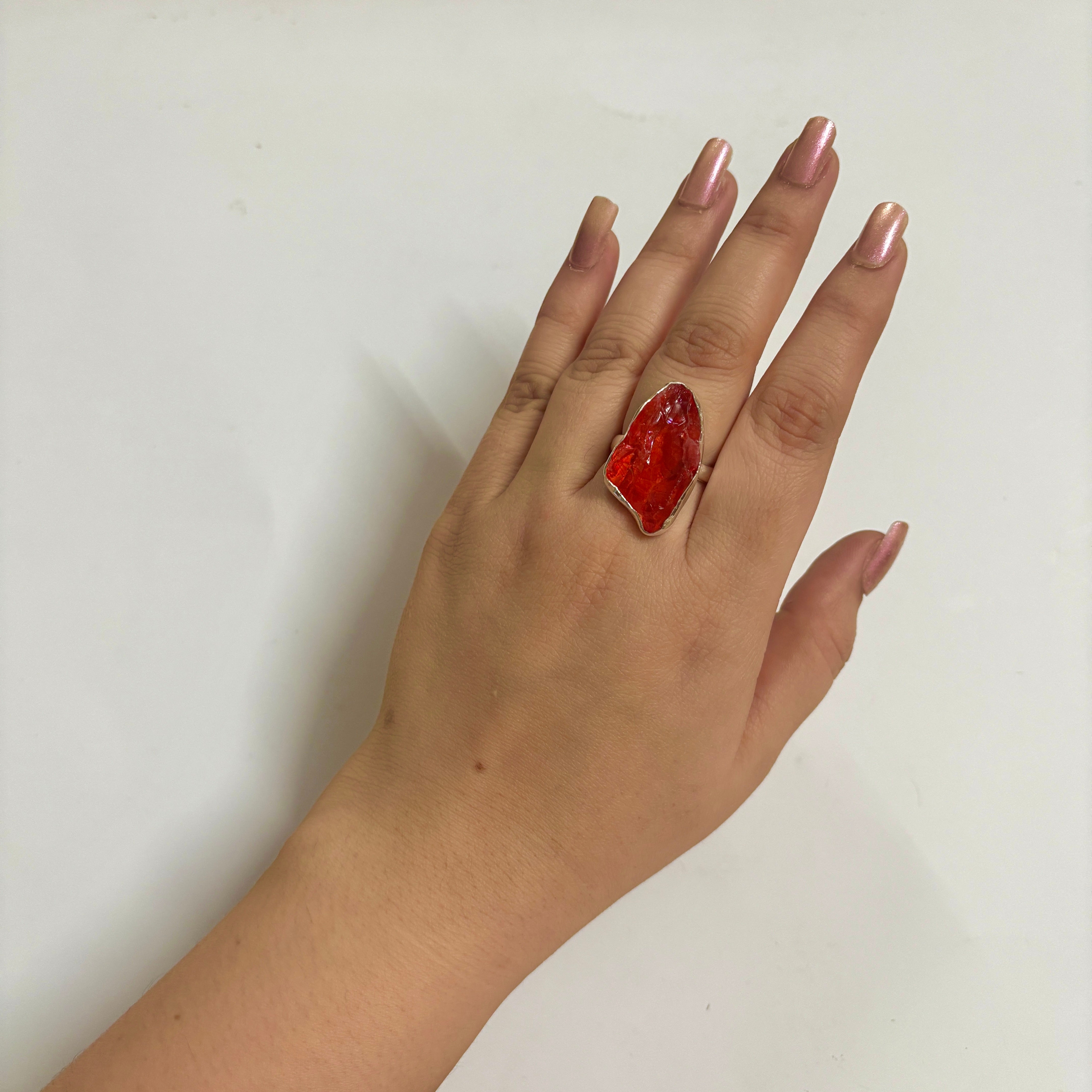 Titanium Druzy Orange Ring-(TDO-2-15)