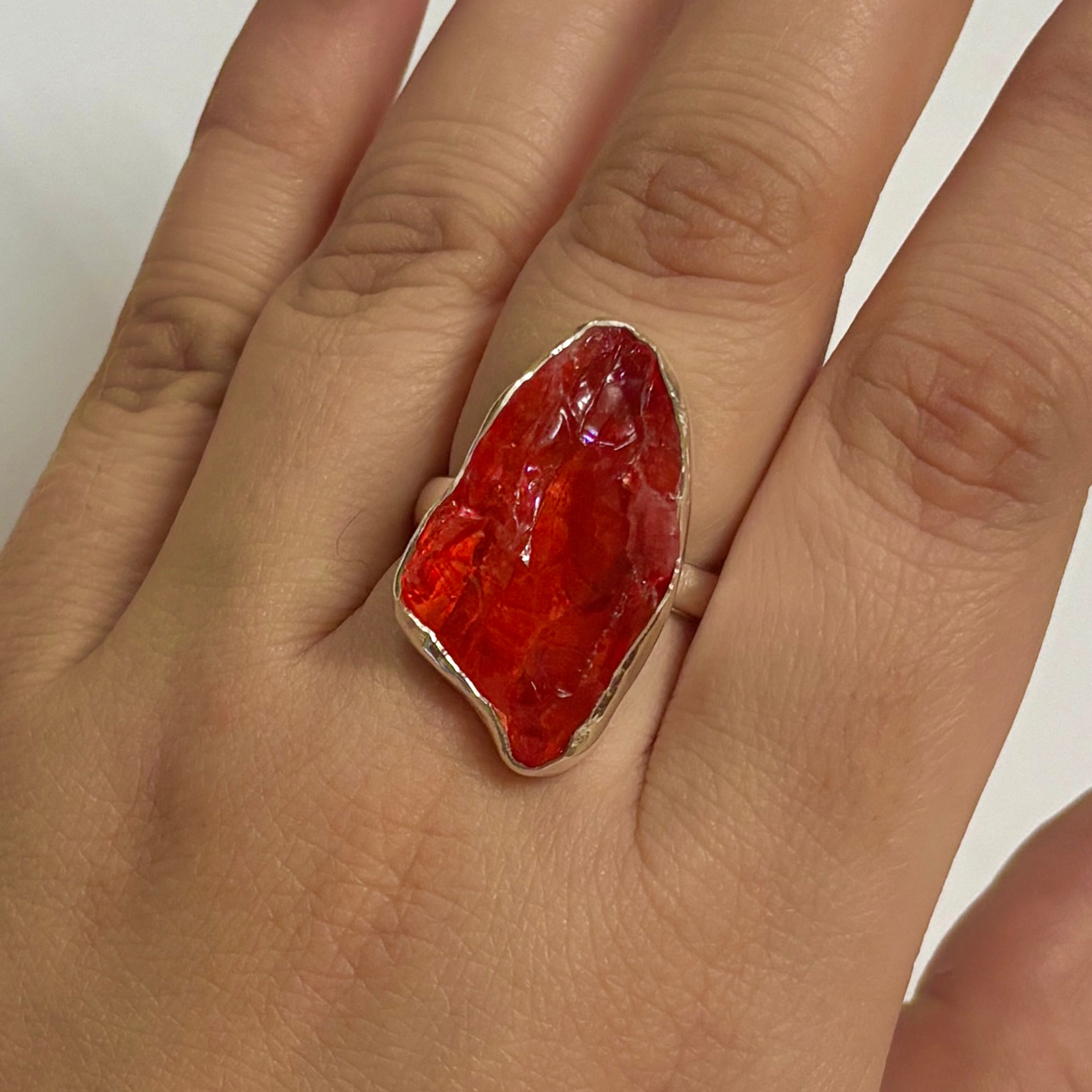 Titanium Druzy Orange Ring-(TDO-2-15)