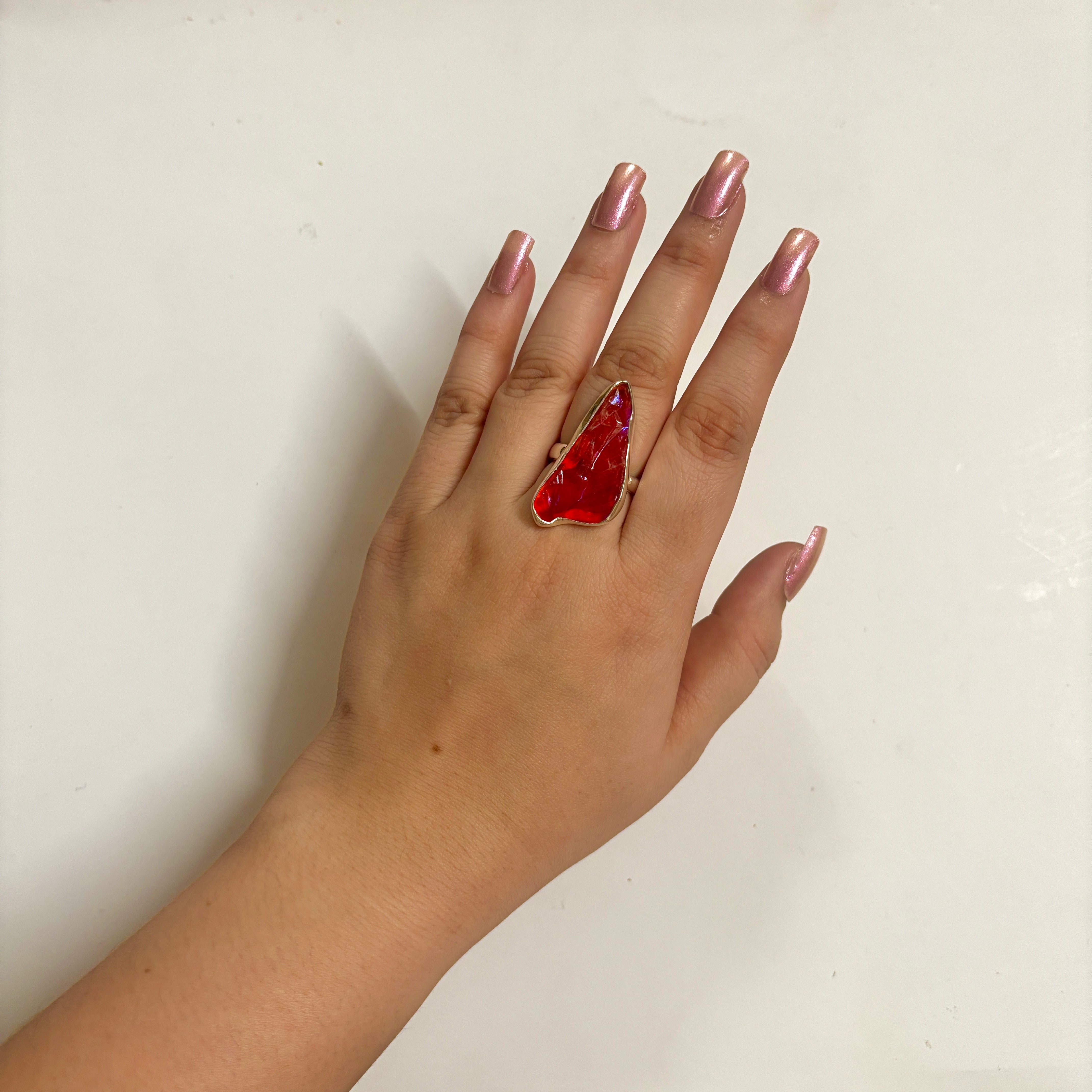 Titanium Druzy Orange Ring-(TDO-2-16)