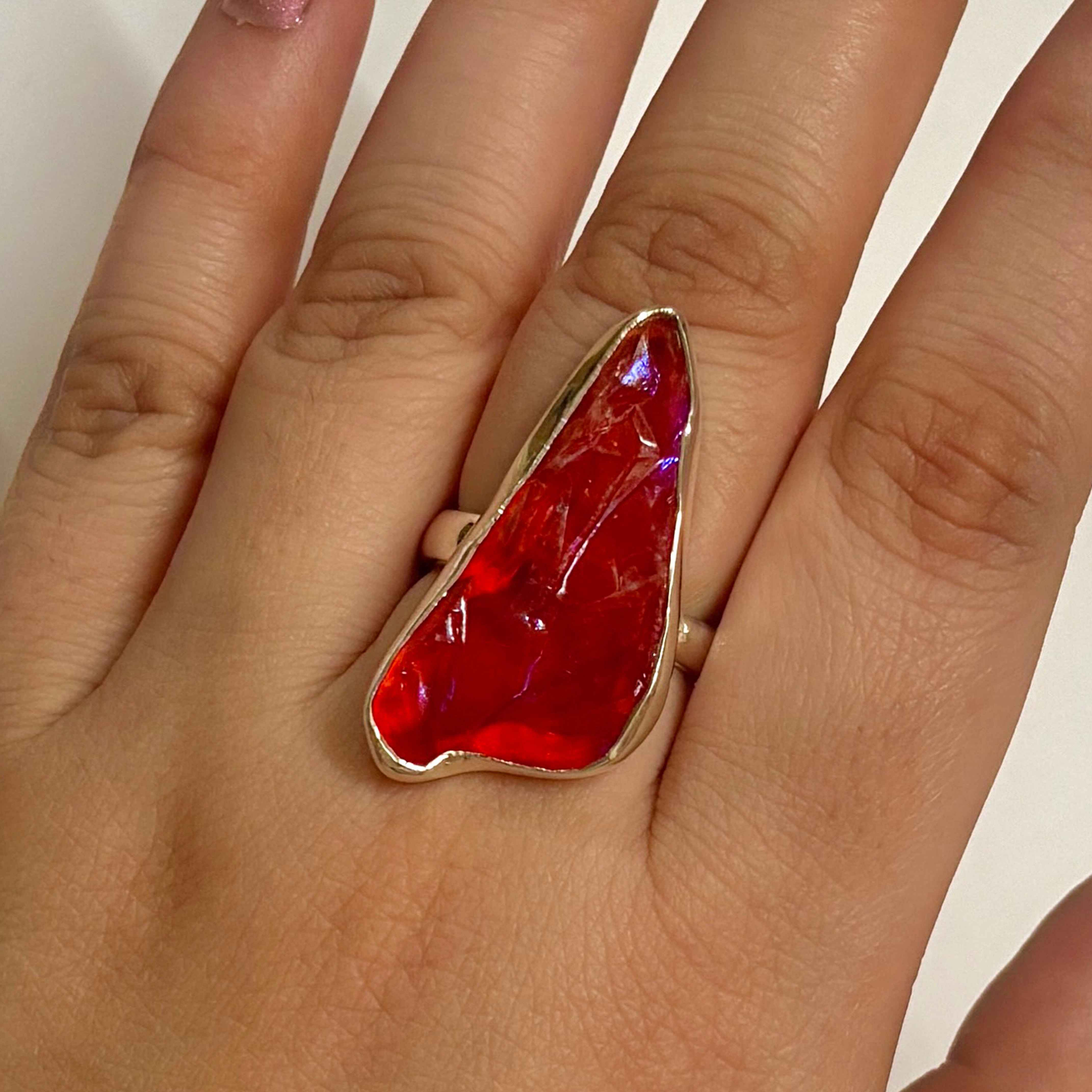 Titanium Druzy Orange Ring-(TDO-2-16)