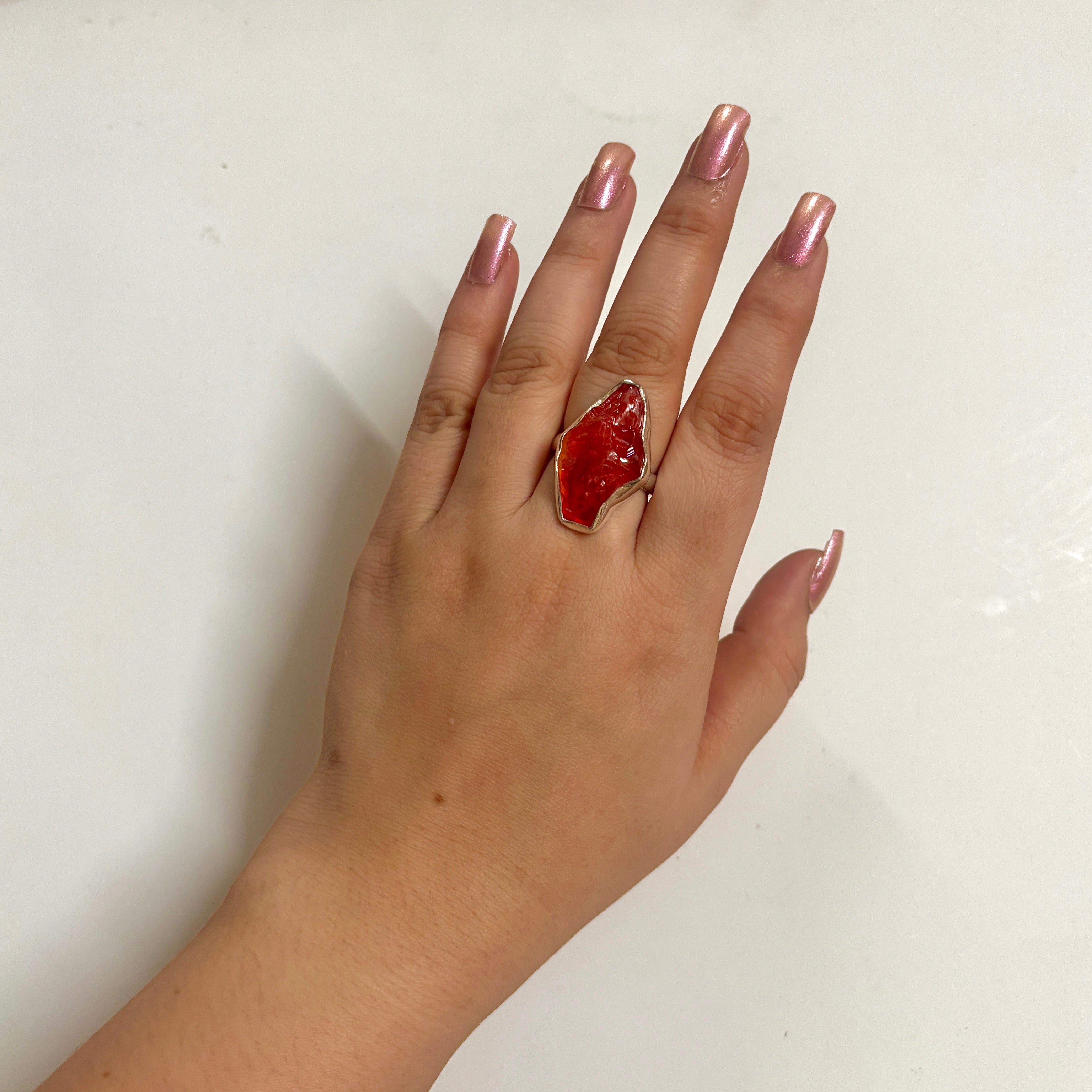 Titanium Druzy Orange Ring-(TDO-2-17)