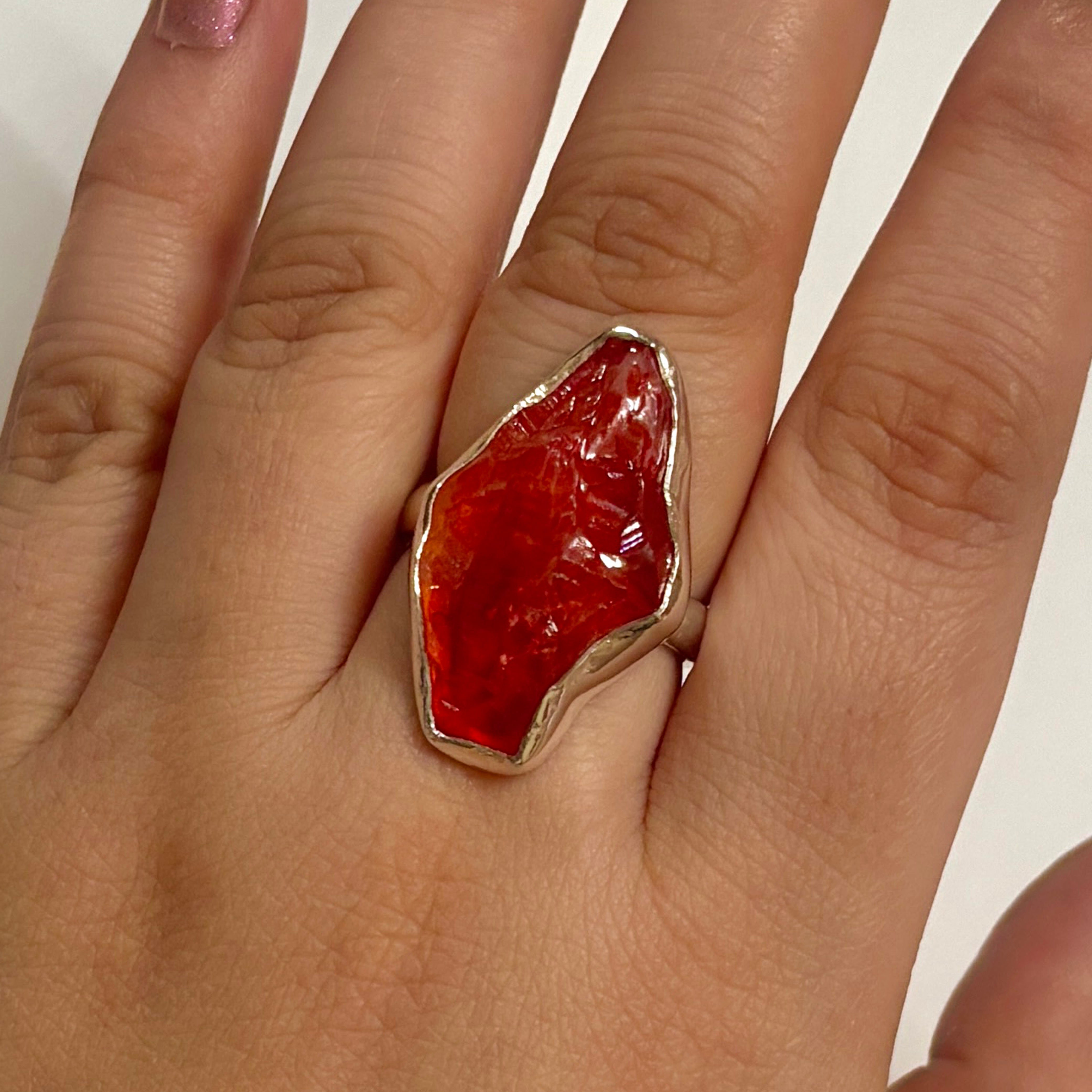 Titanium Druzy Orange Ring-(TDO-2-17)