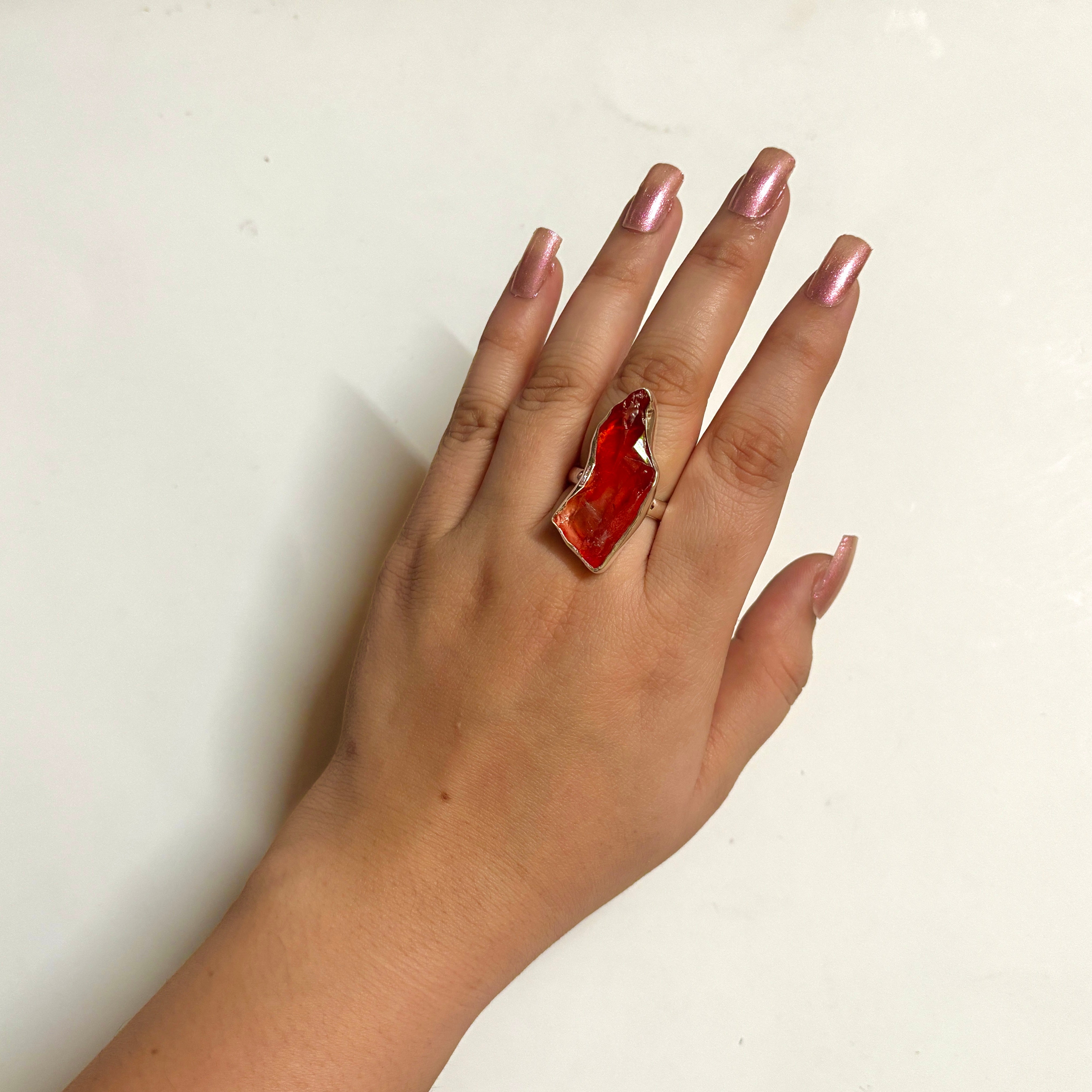 Titanium Druzy Orange Ring-(TDO-2-18)