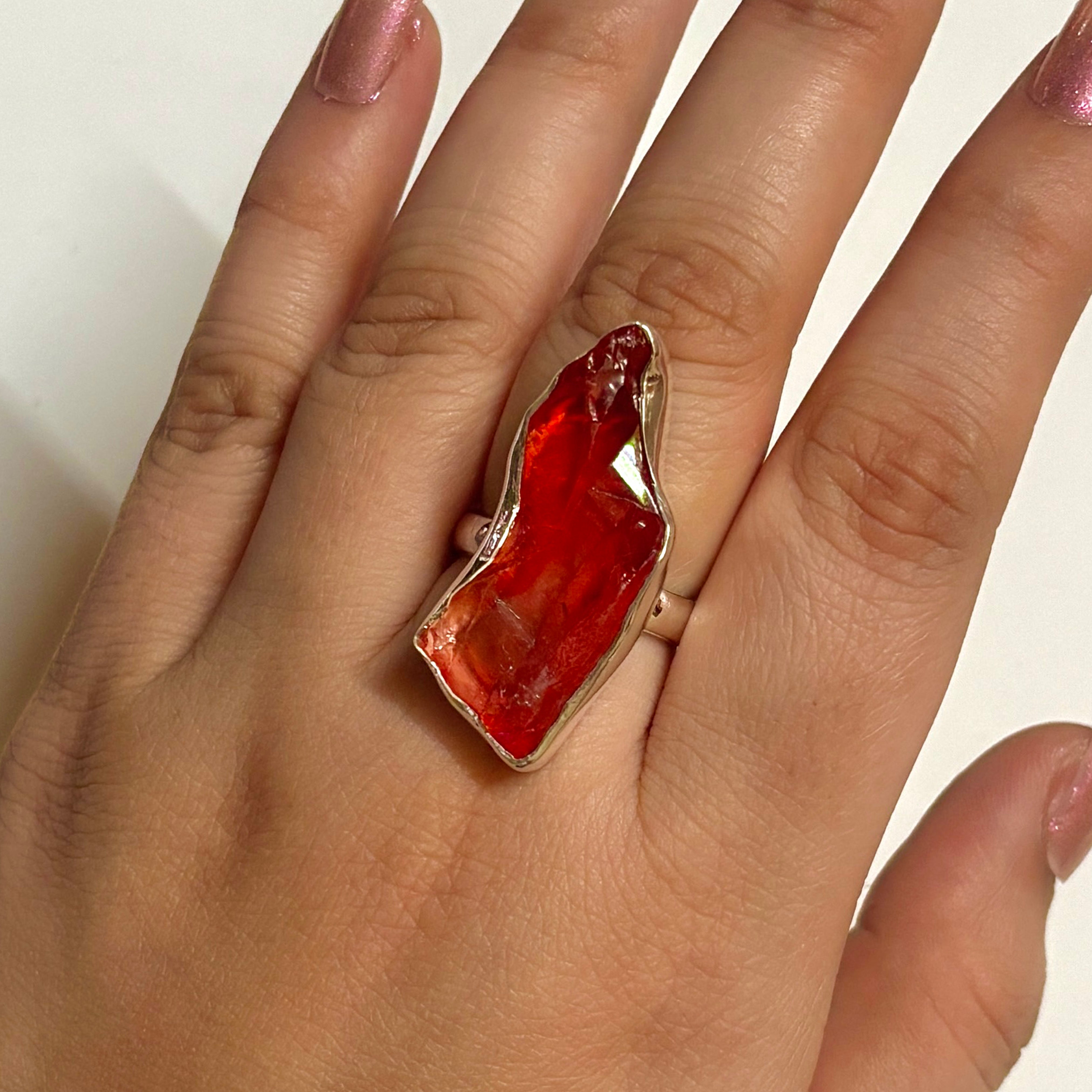 Titanium Druzy Orange Ring-(TDO-2-18)