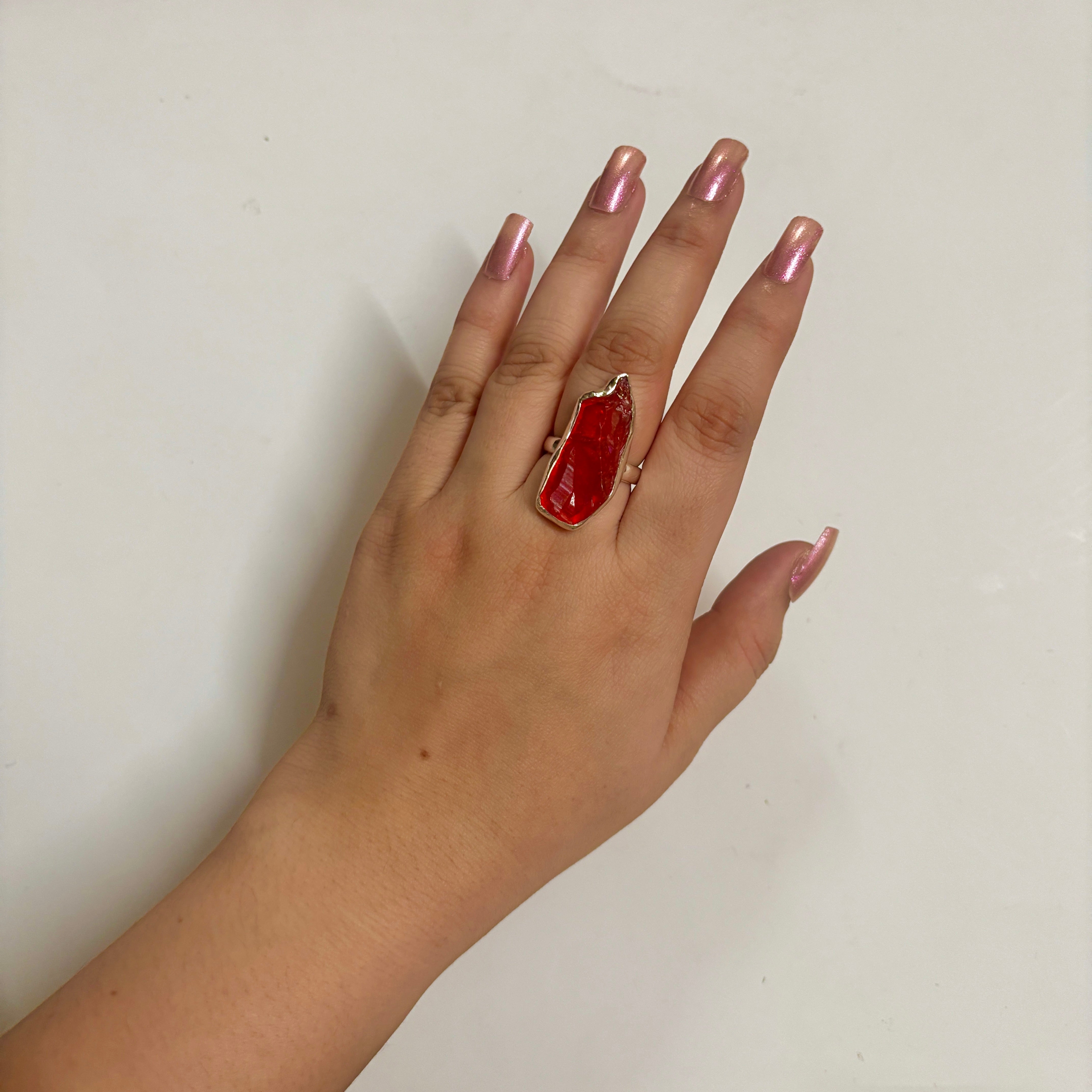 Titanium Druzy Orange Ring-(TDO-2-19)