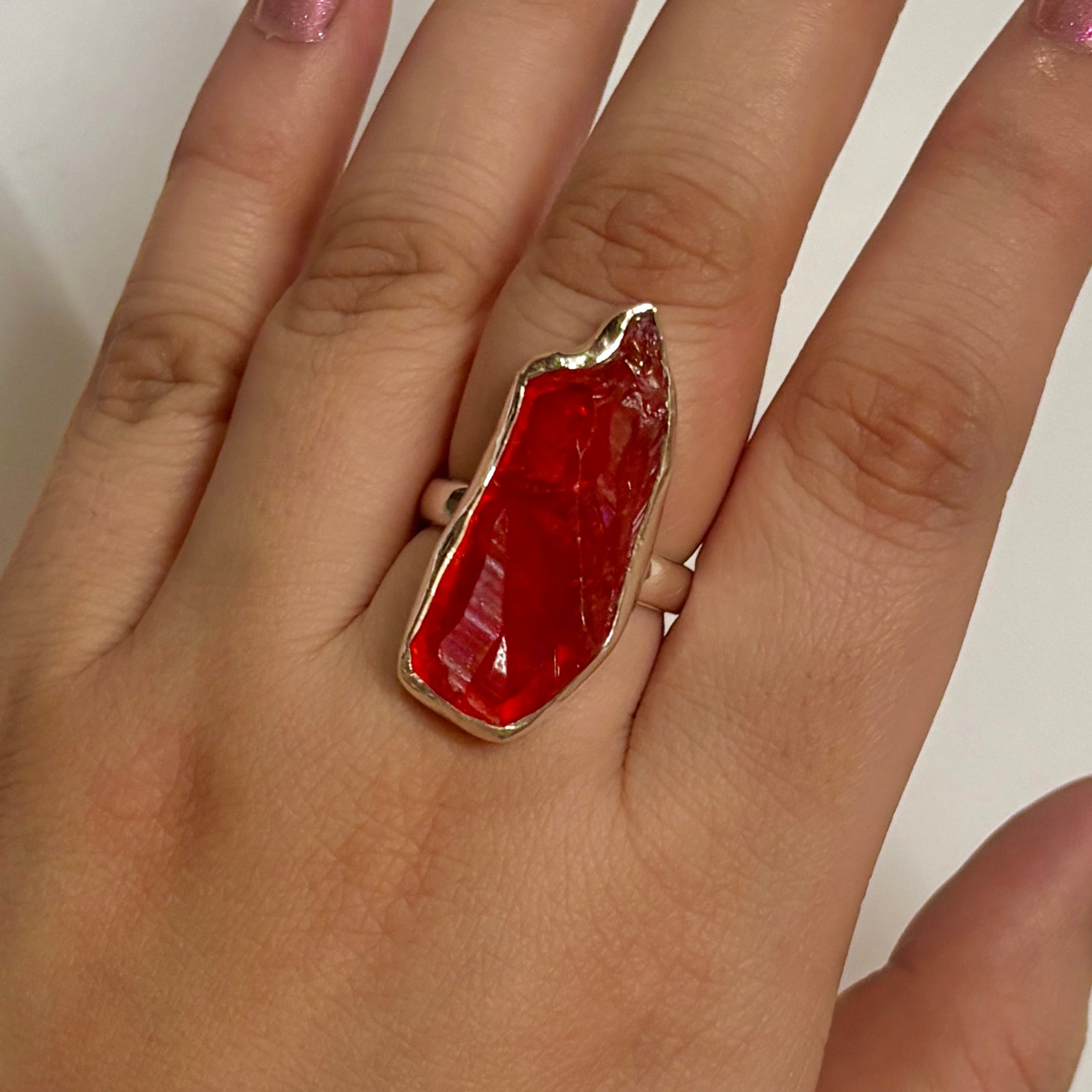 Titanium Druzy Orange Ring-(TDO-2-19)