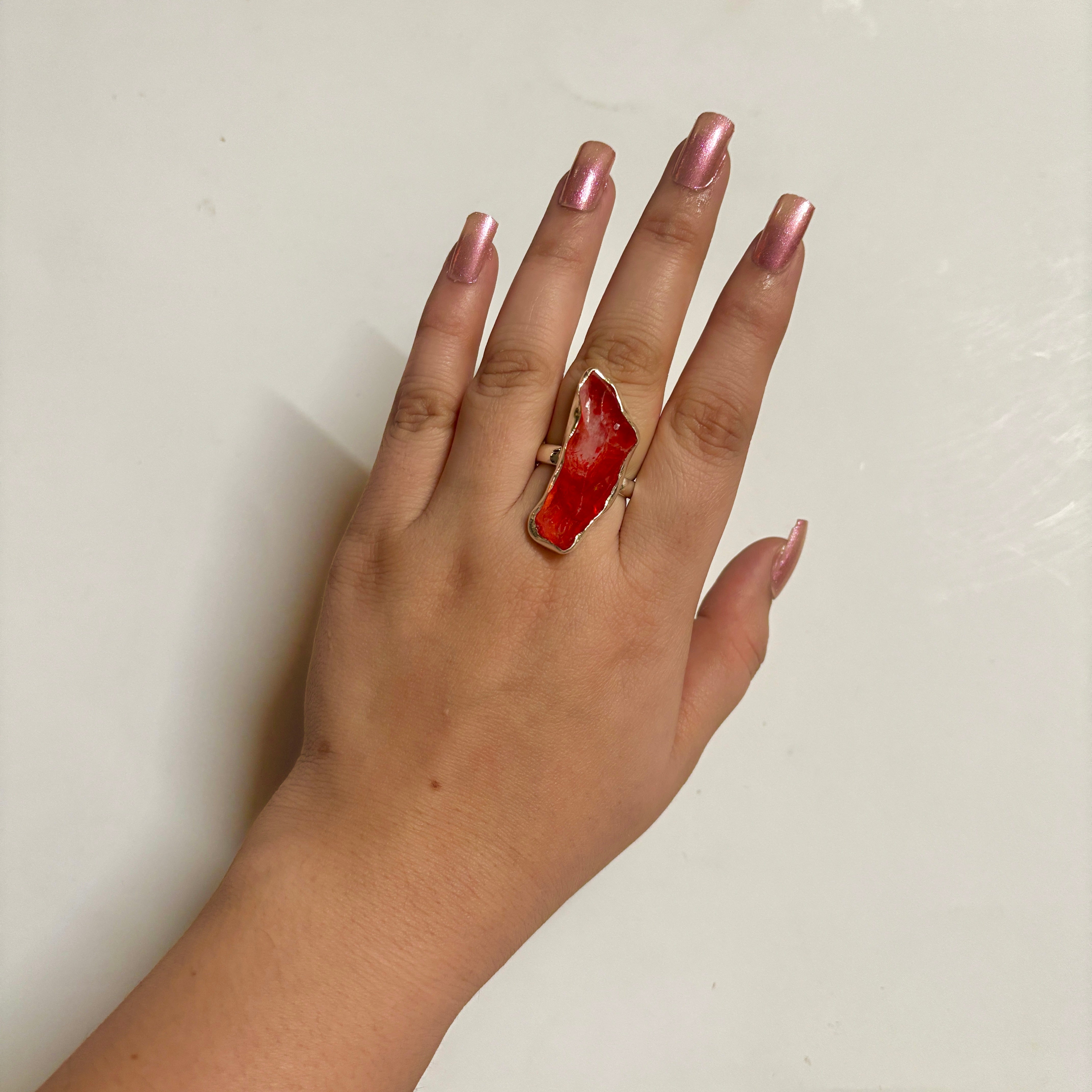 Titanium Druzy Orange Ring-(TDO-2-2)