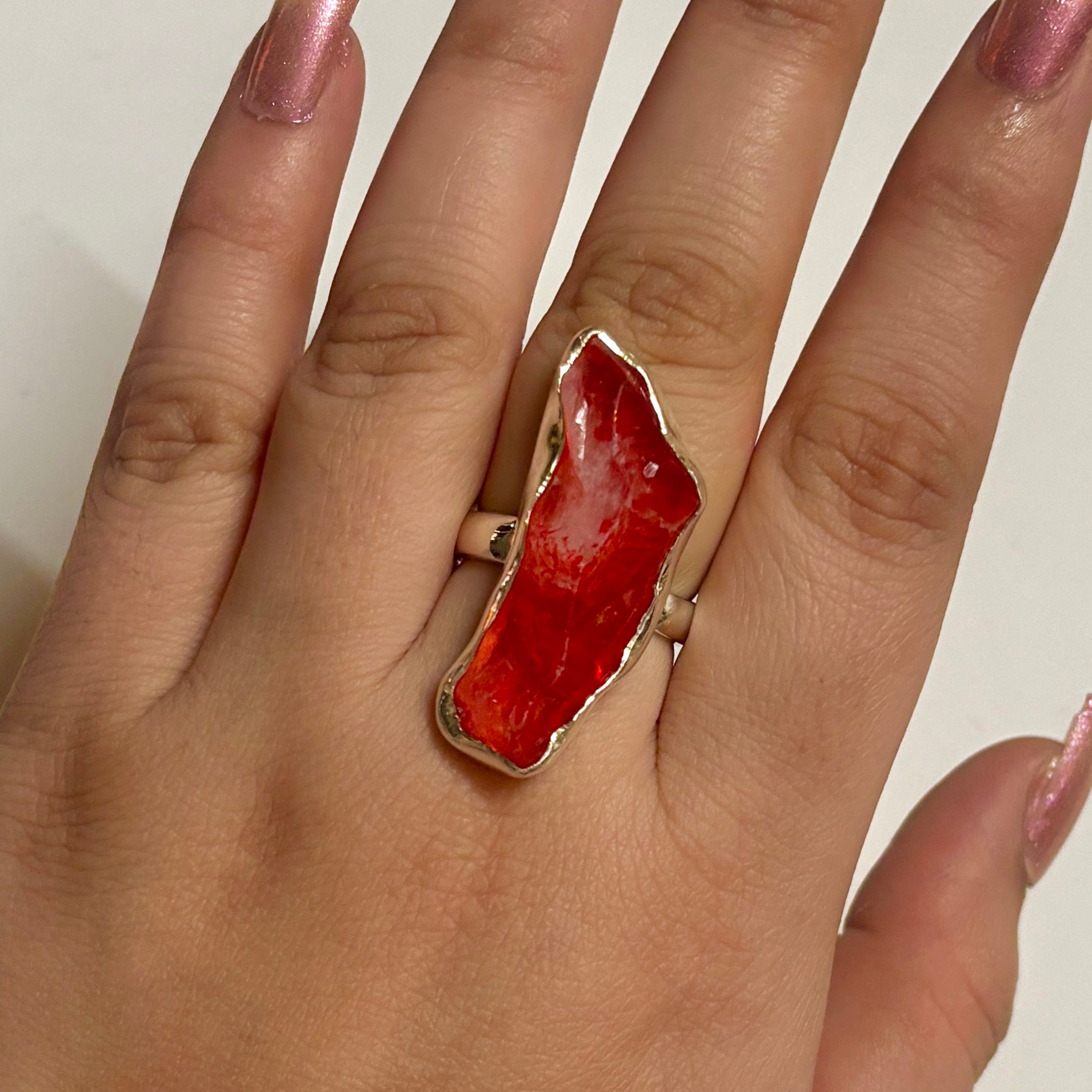 Titanium Druzy Orange Ring-(TDO-2-2)