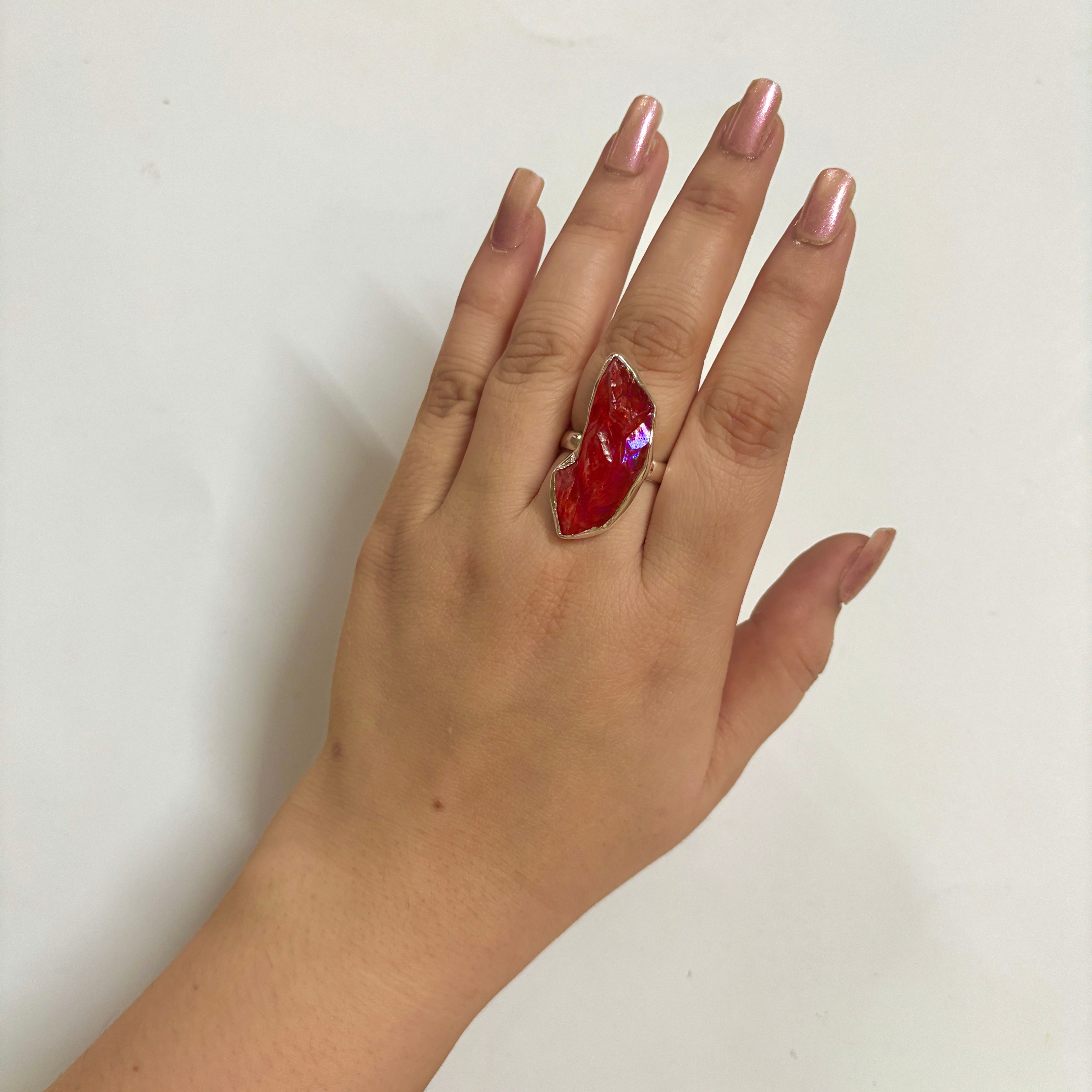 Titanium Druzy Orange Ring-(TDO-2-20)