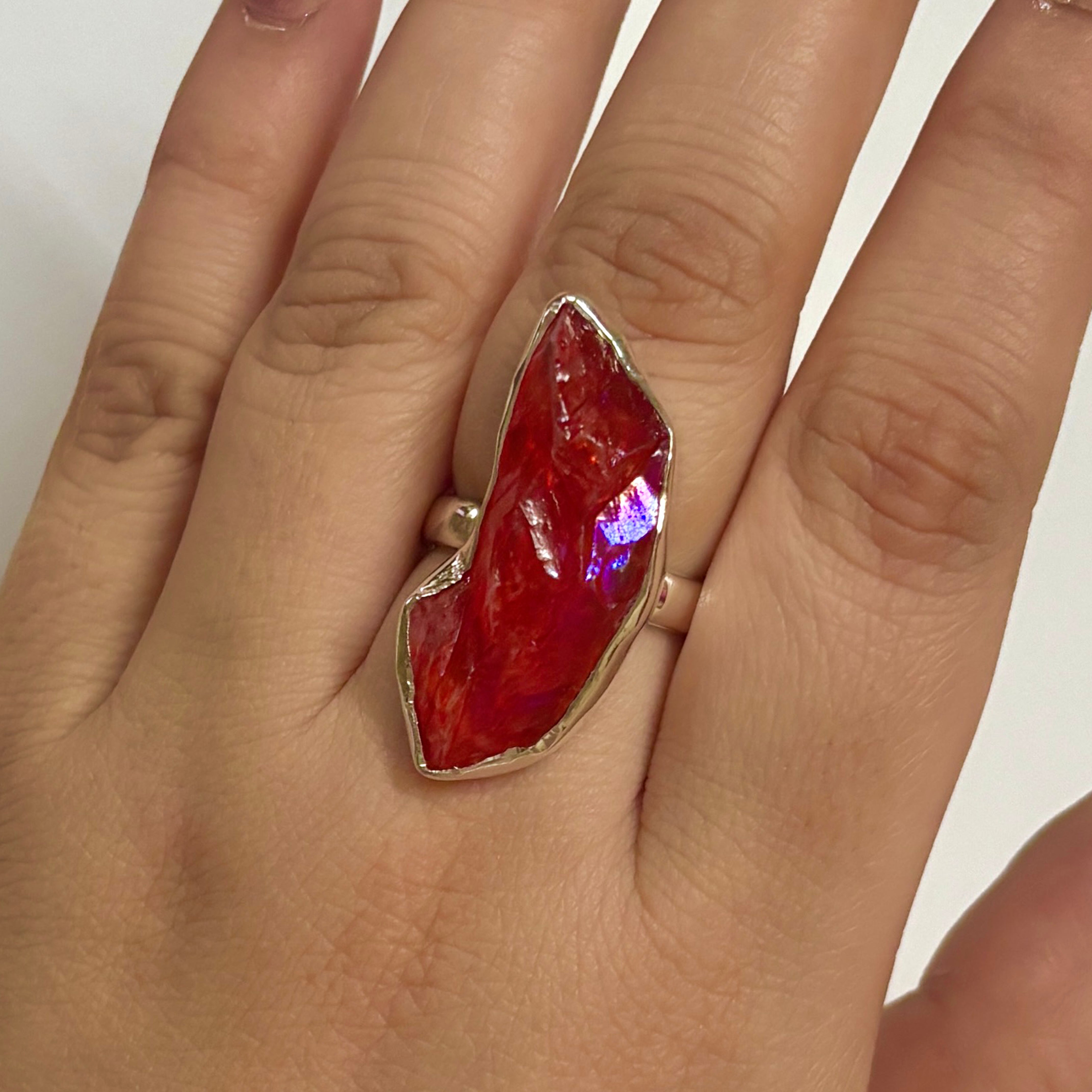 Titanium Druzy Orange Ring-(TDO-2-20)