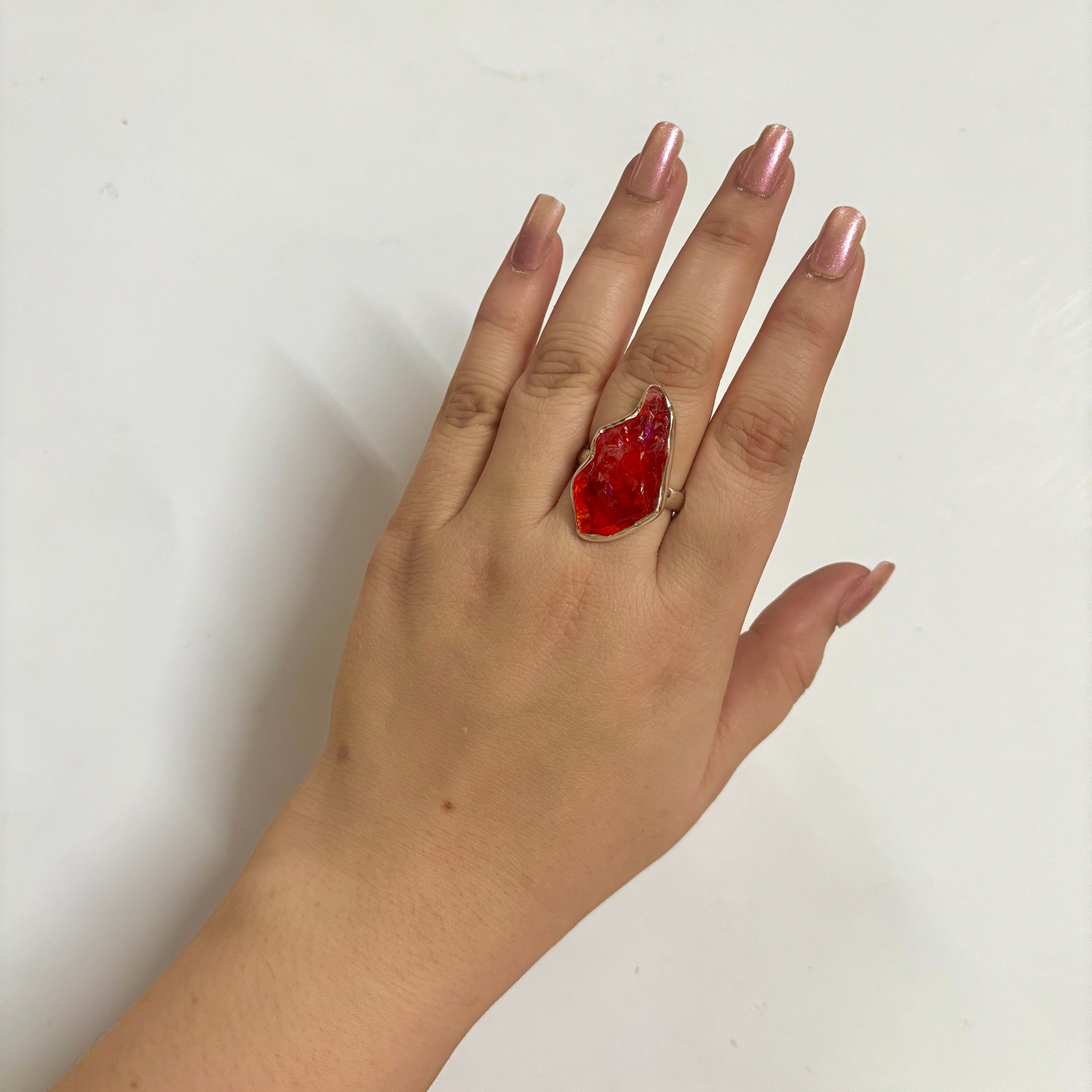 Titanium Druzy Orange Ring-(TDO-2-21)