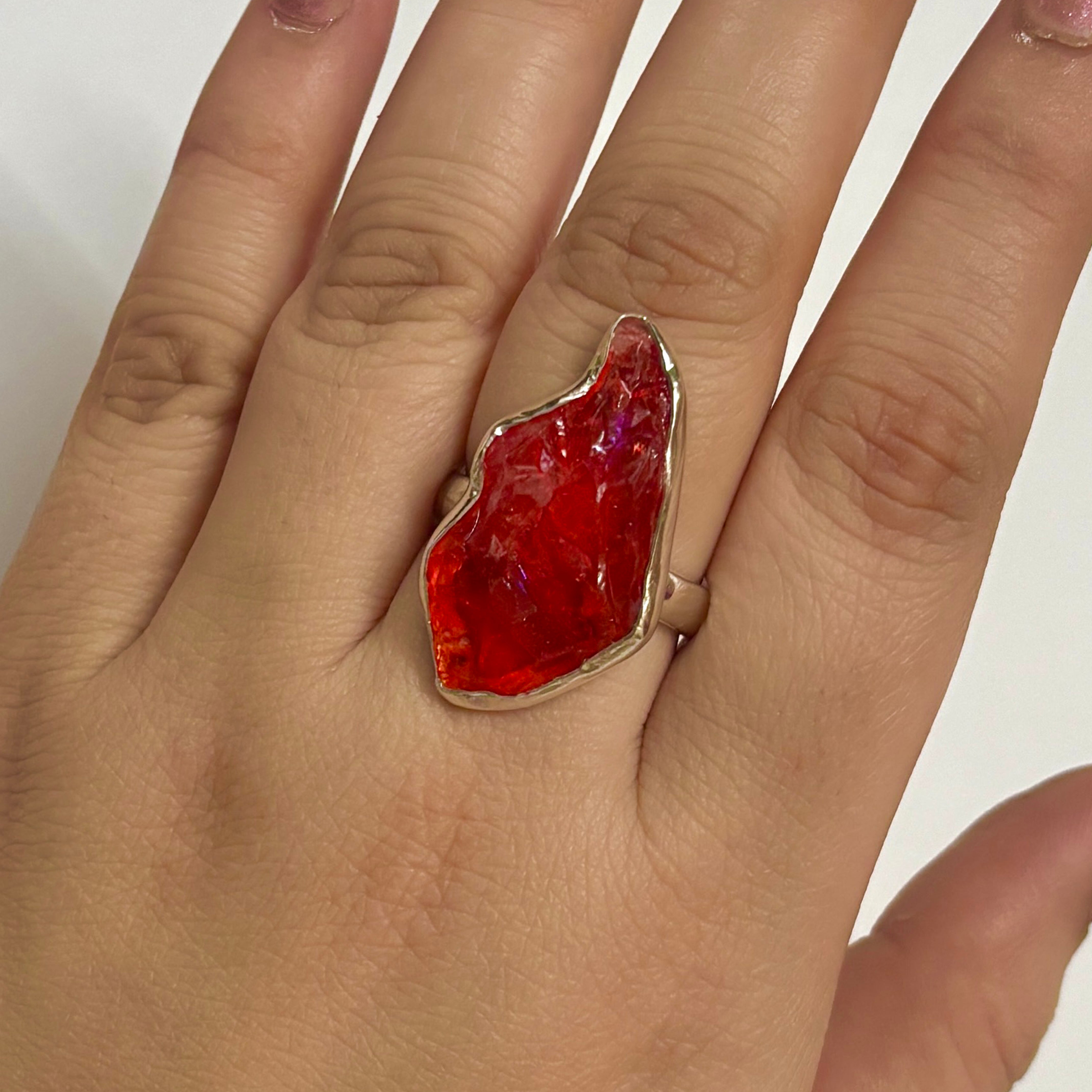 Titanium Druzy Orange Ring-(TDO-2-21)