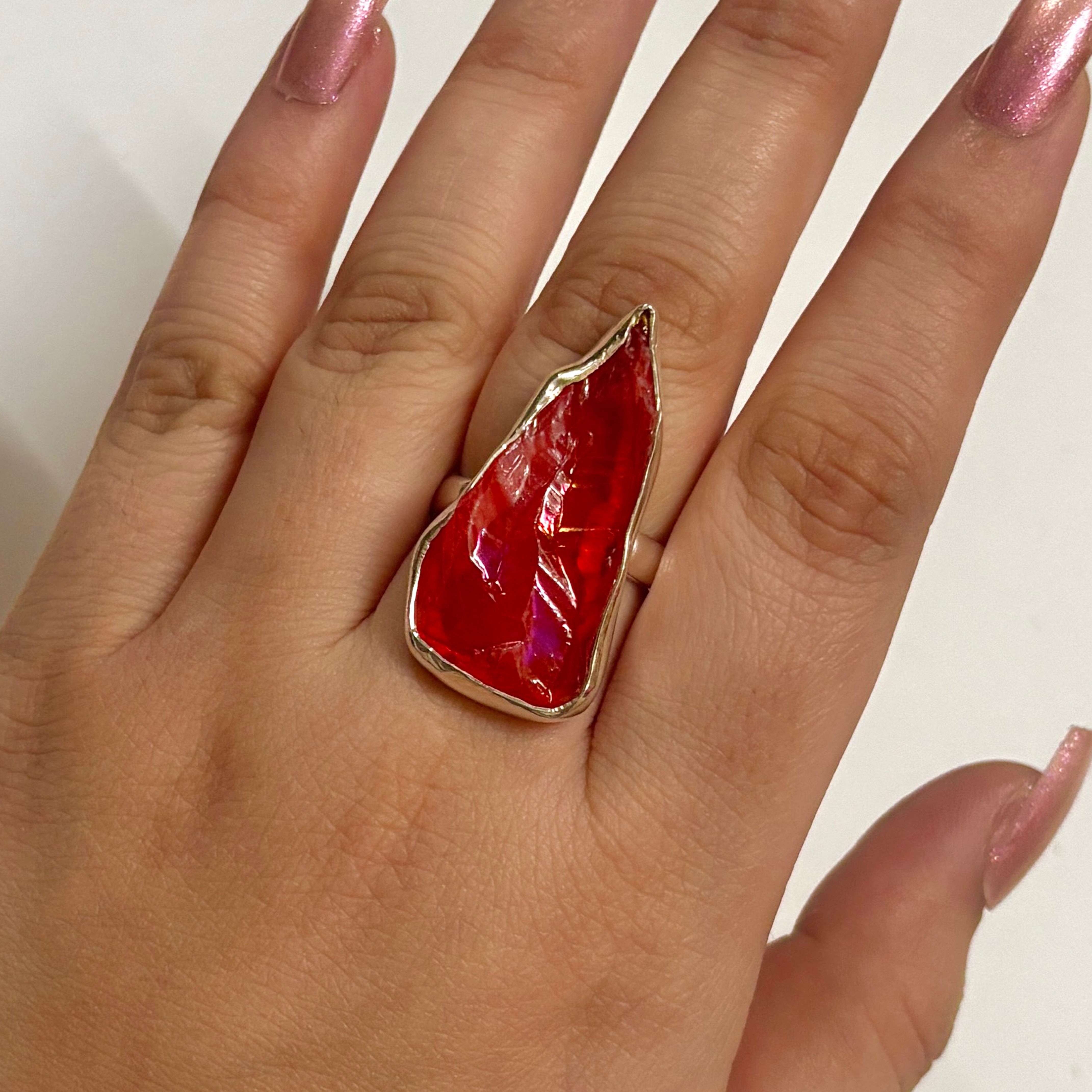 Titanium Druzy Orange Ring-(TDO-2-22)