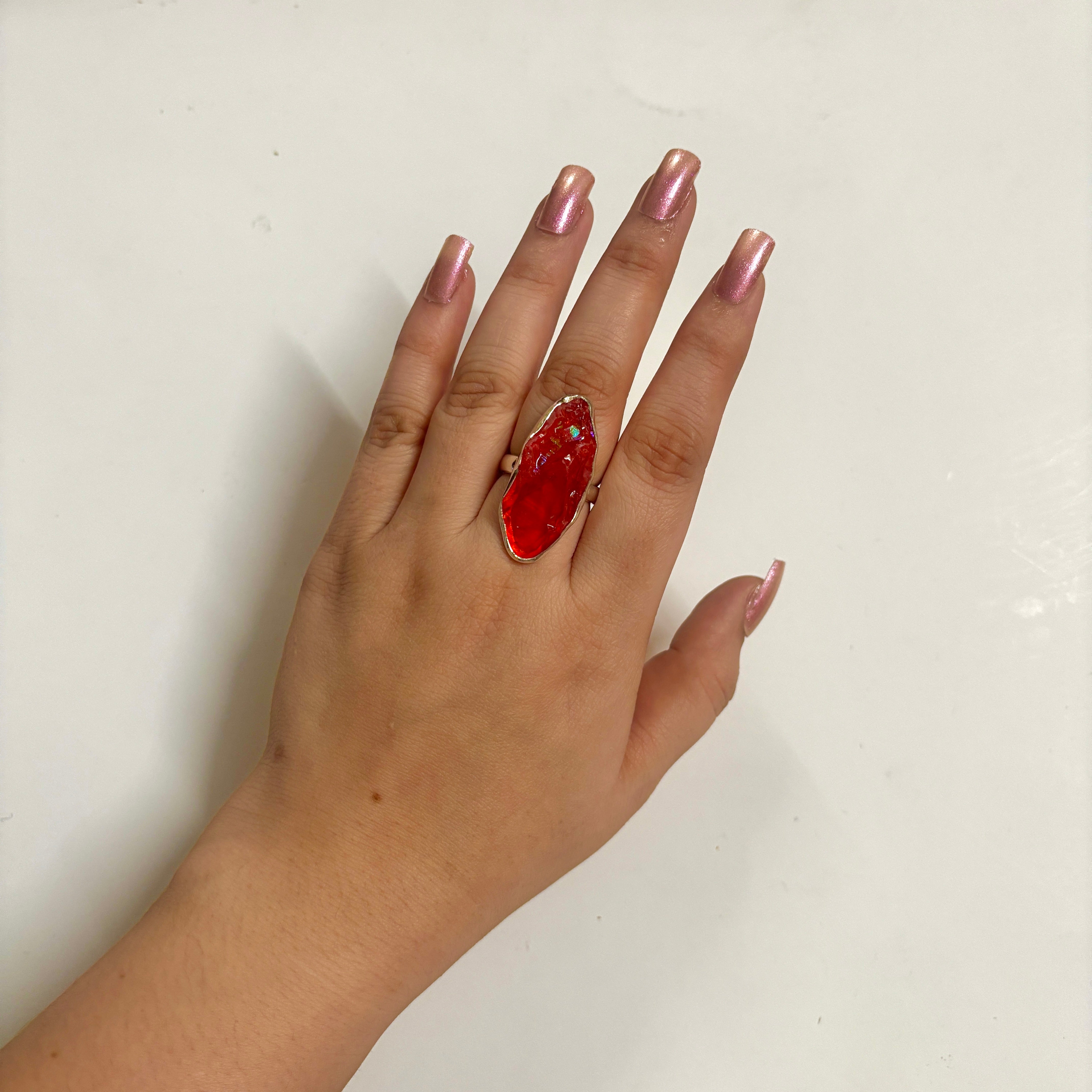 Titanium Druzy Orange Ring-(TDO-2-23)