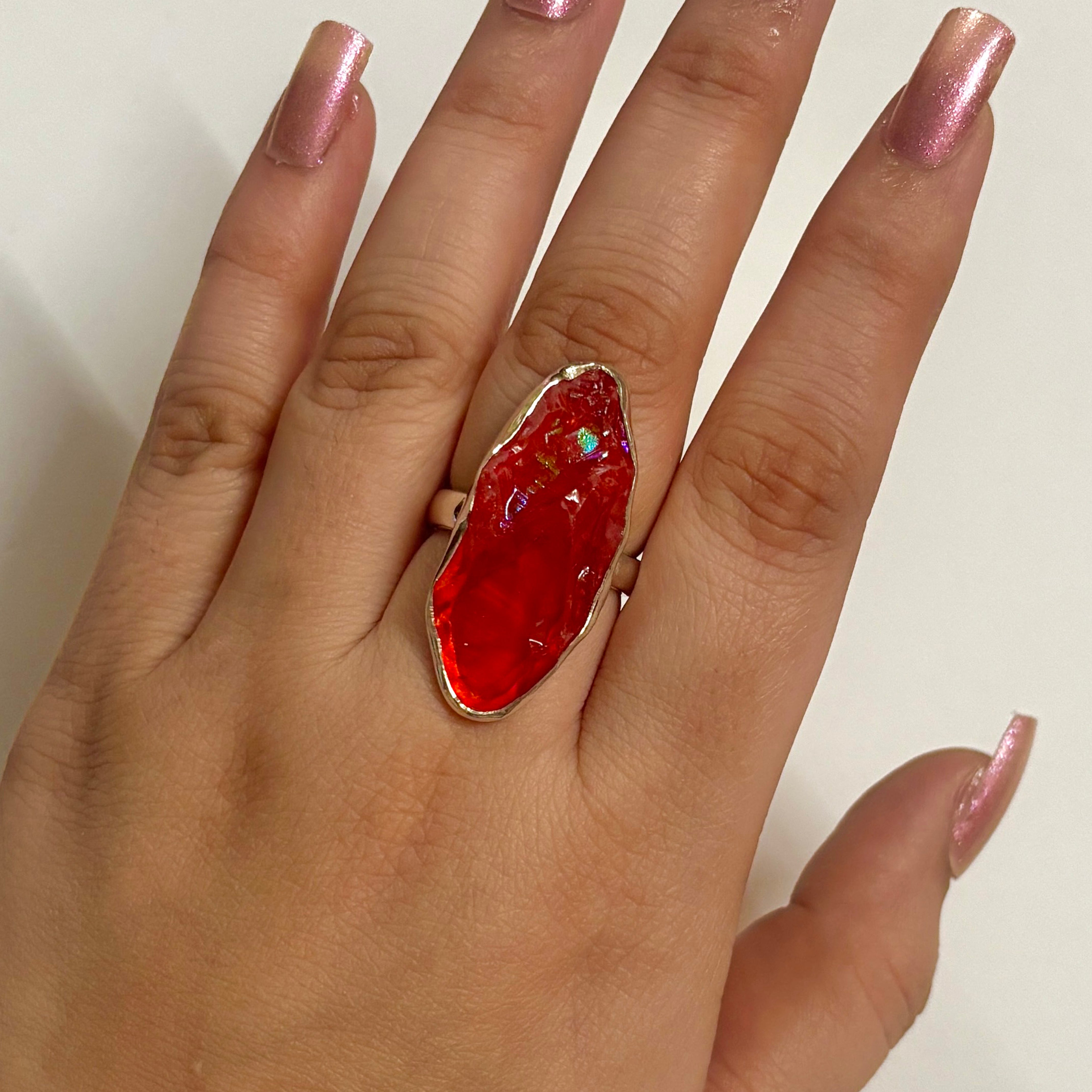 Titanium Druzy Orange Ring-(TDO-2-23)