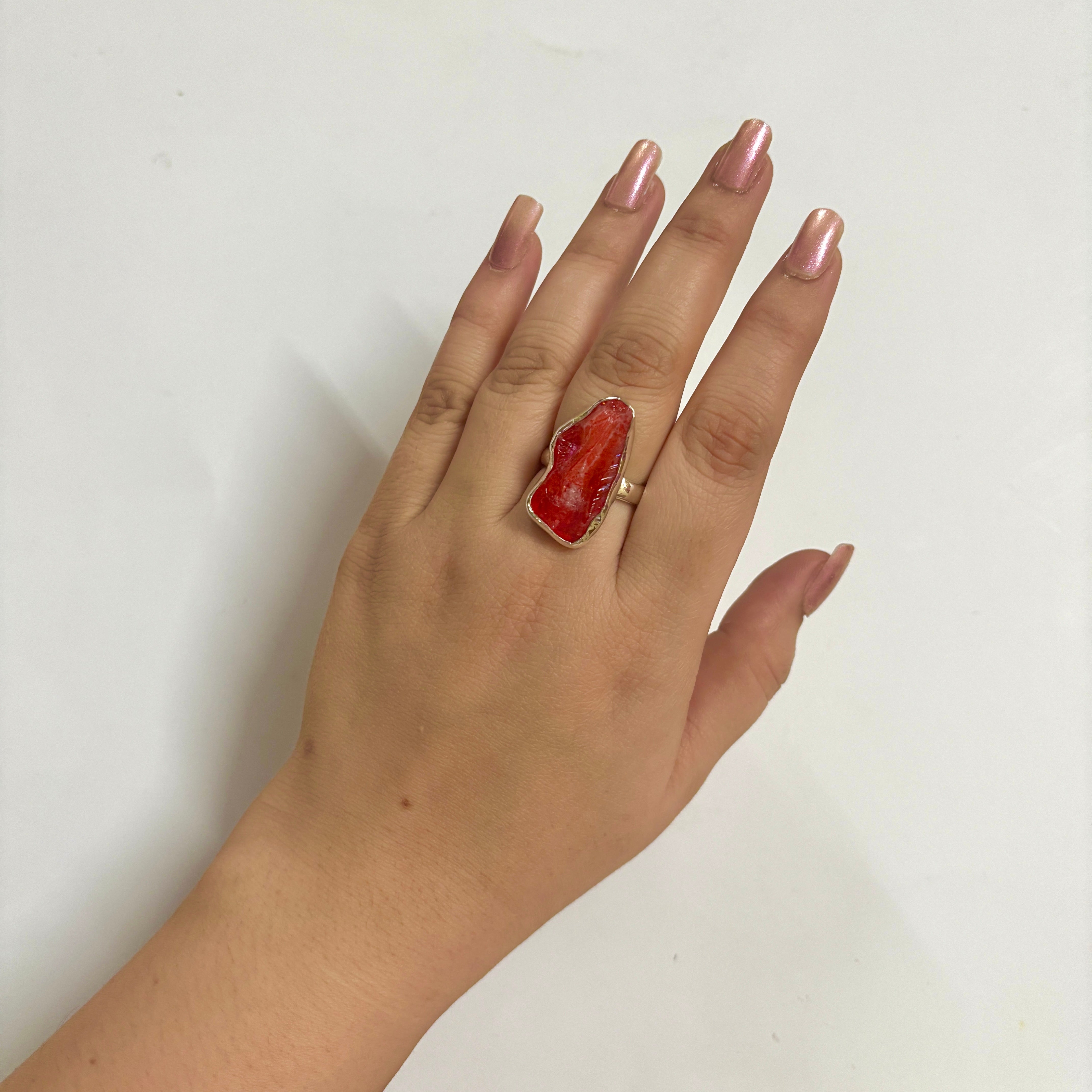 Titanium Druzy Orange Ring-(TDO-2-24)