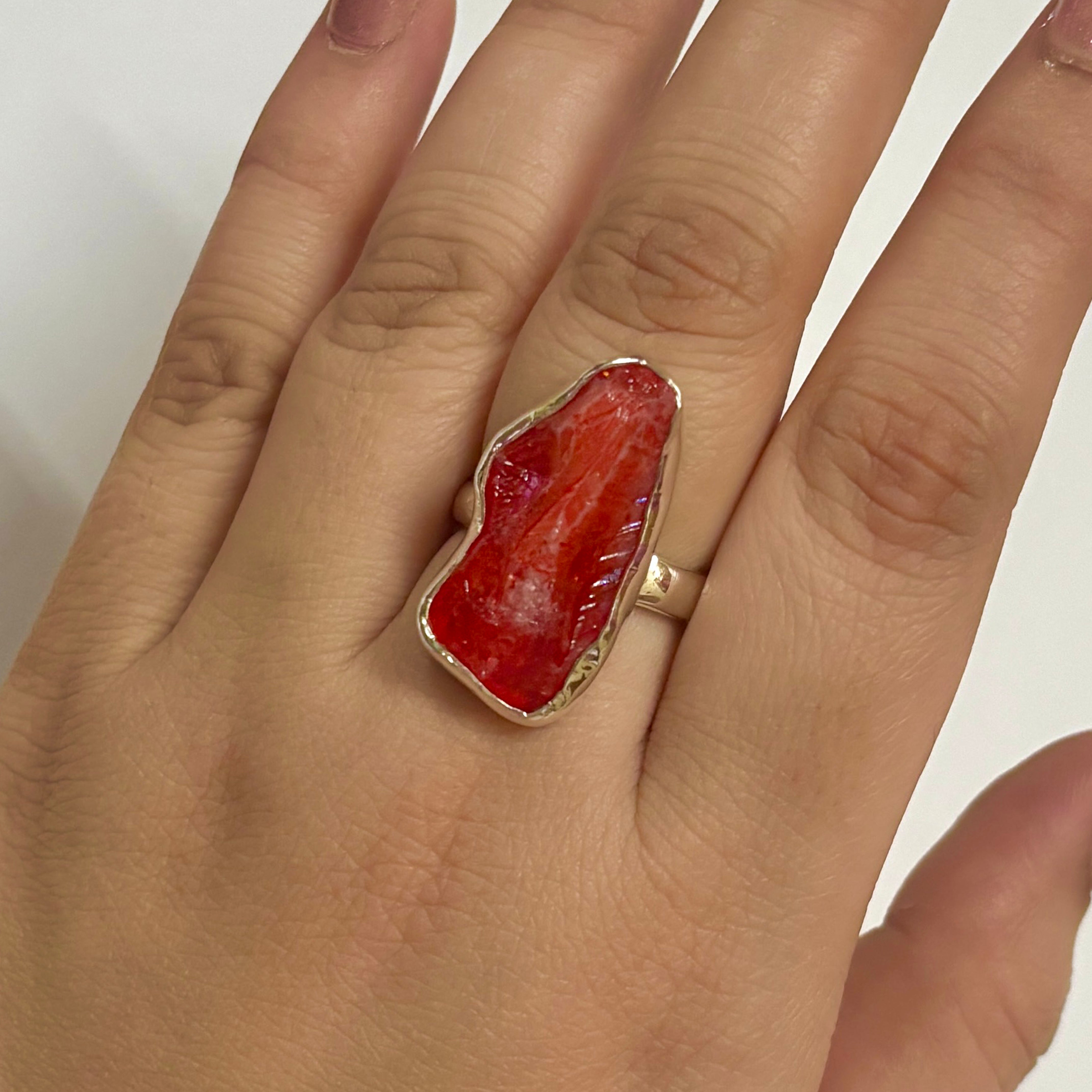 Titanium Druzy Orange Ring-(TDO-2-24)