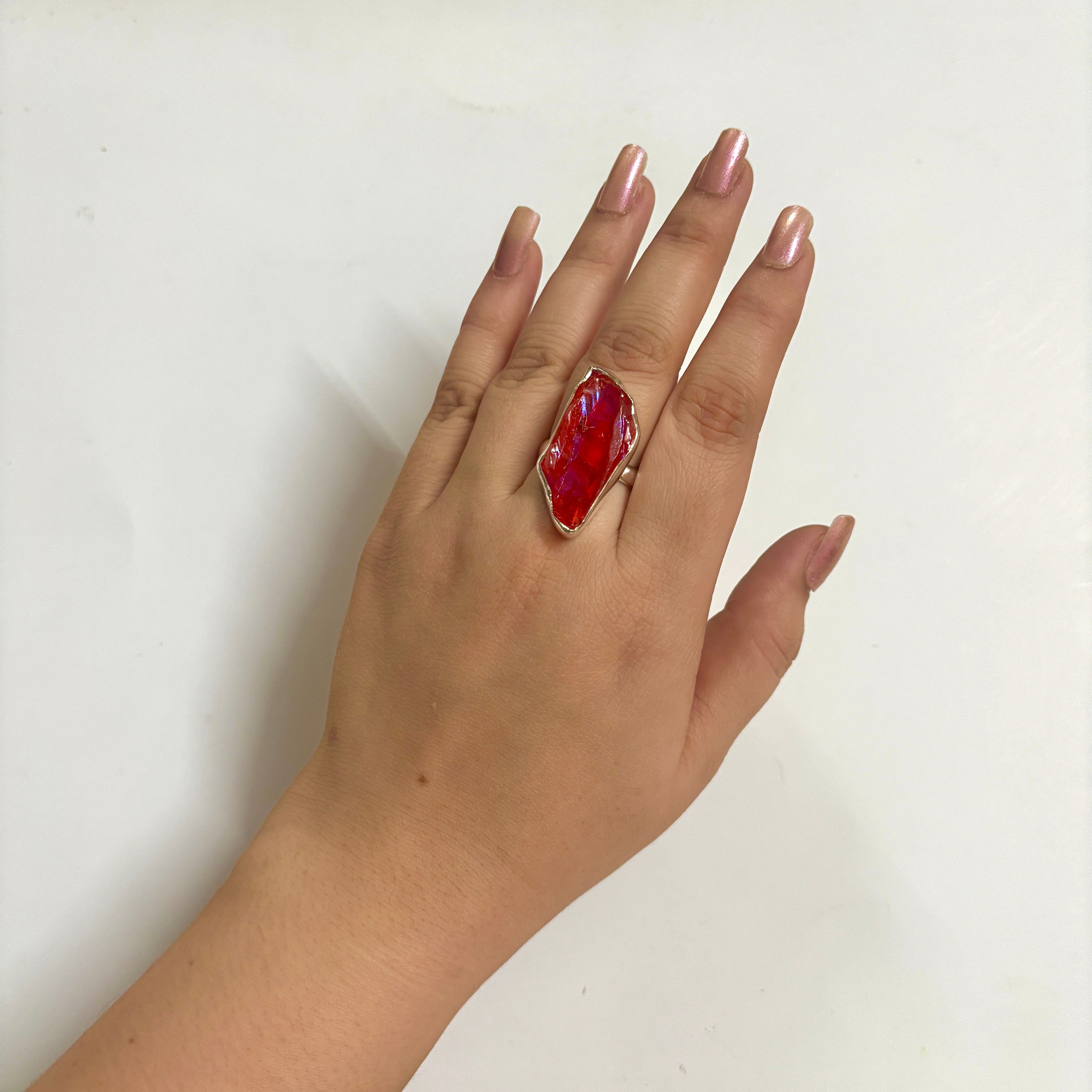 Titanium Druzy Orange Ring-(TDO-2-26)