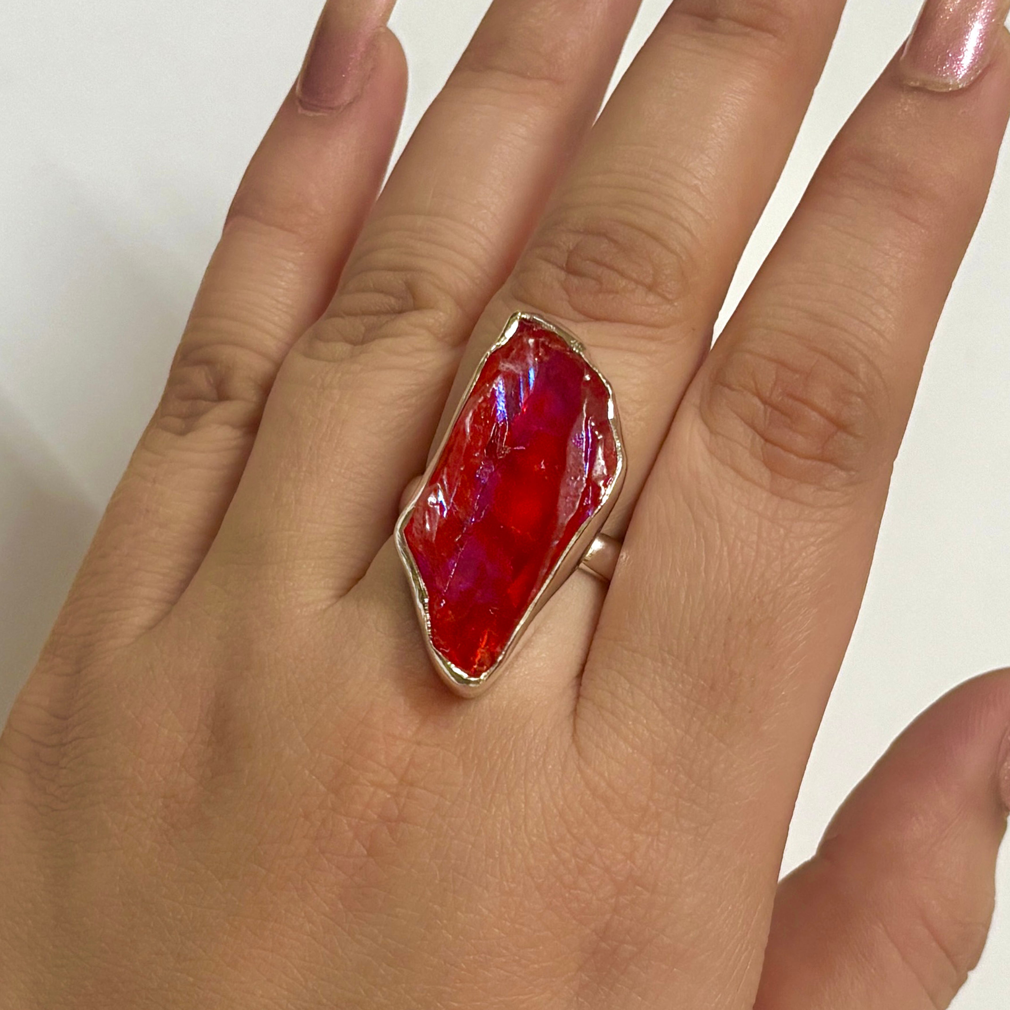 Titanium Druzy Orange Ring-(TDO-2-26)