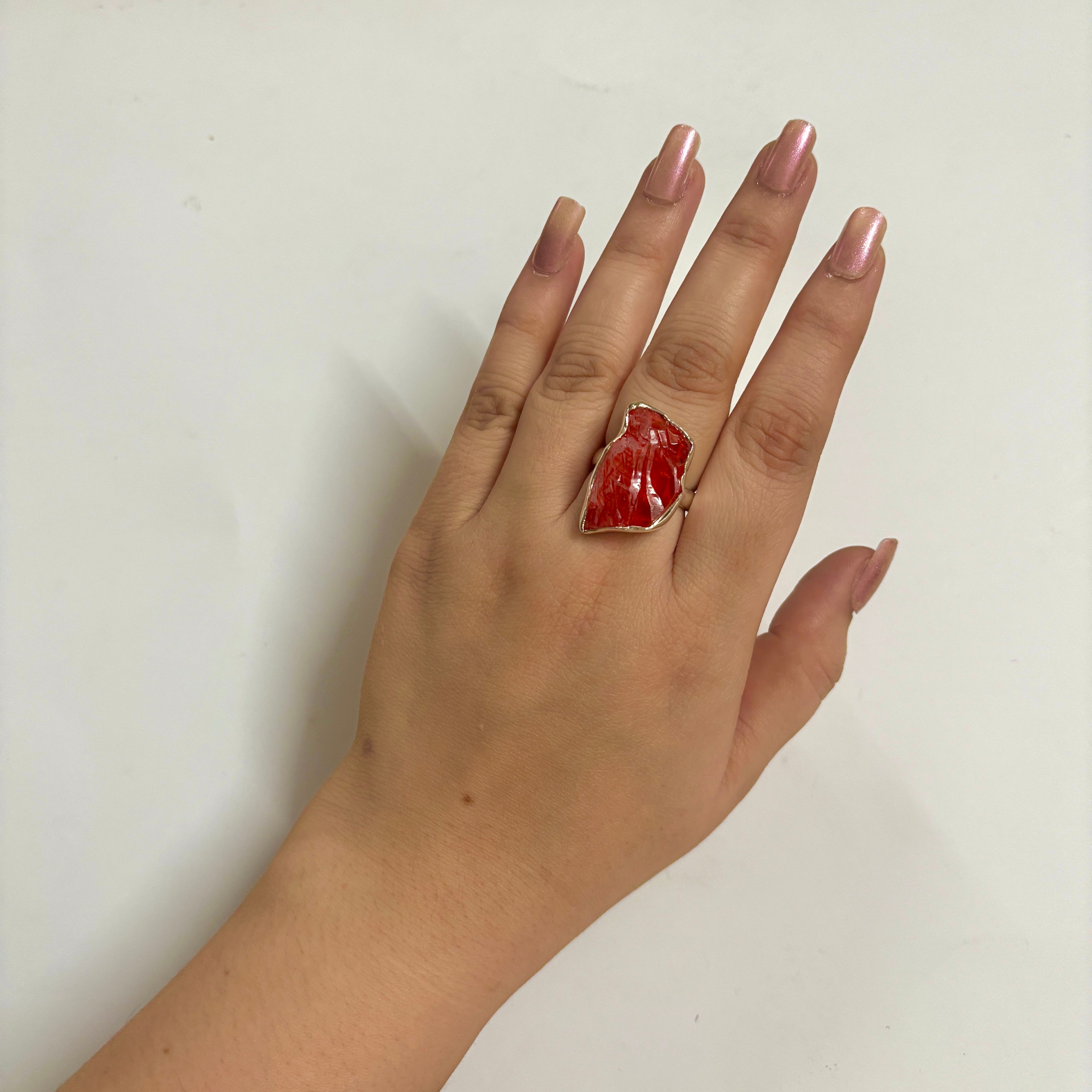Titanium Druzy Orange Ring-(TDO-2-27)