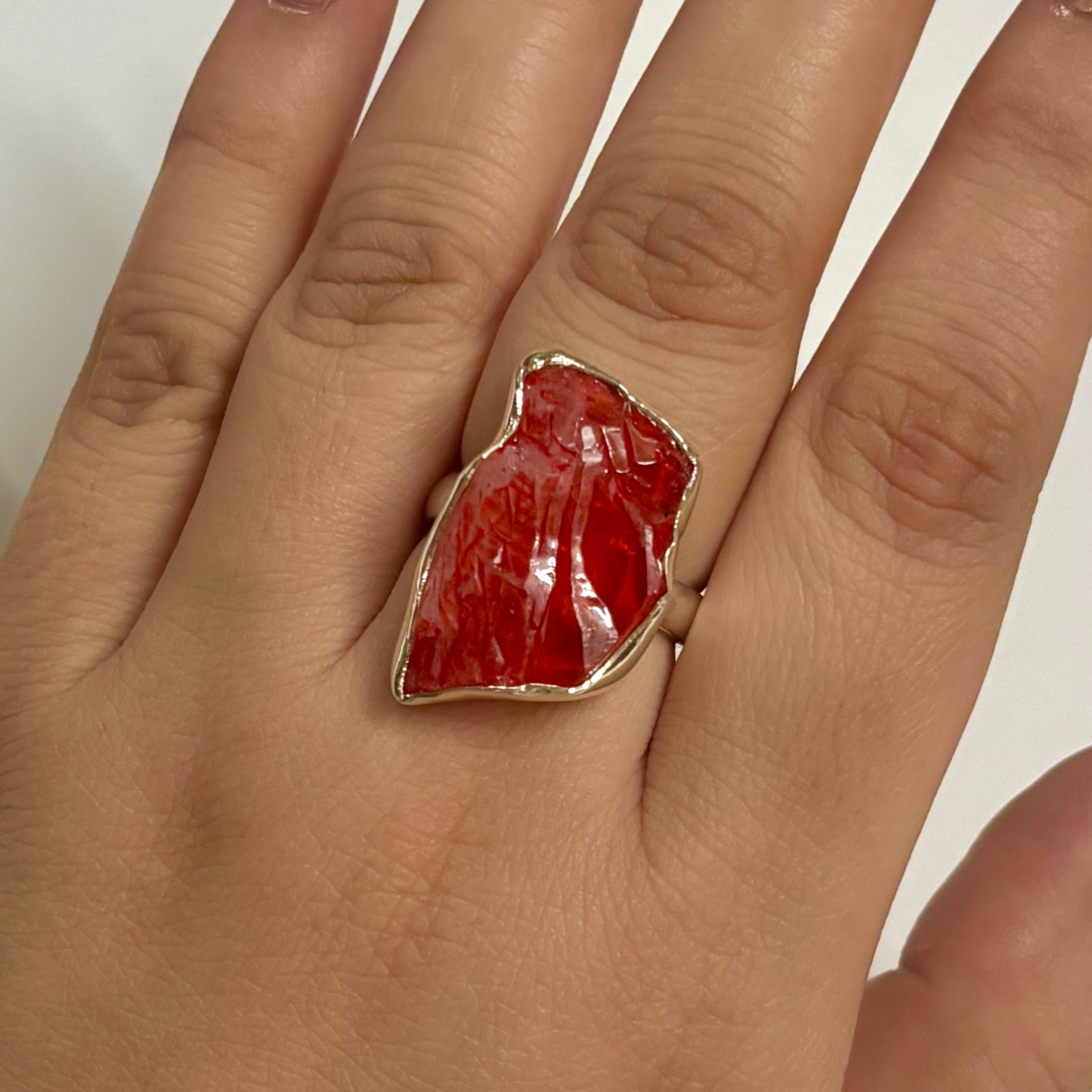 Titanium Druzy Orange Ring-(TDO-2-27)